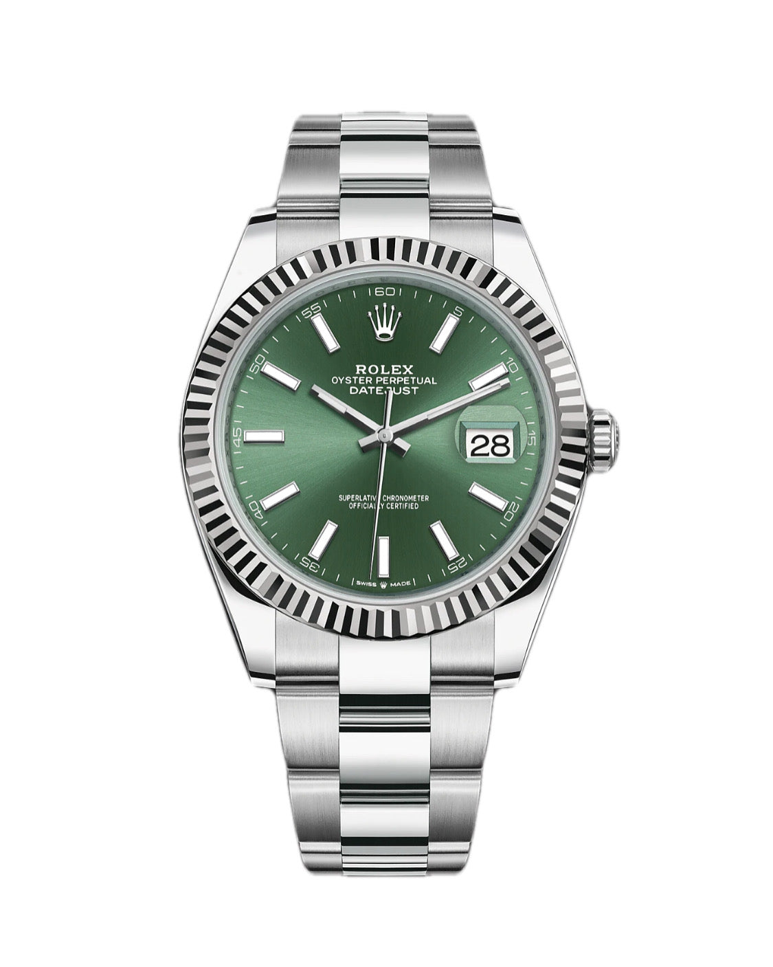 Rolex Datejust 41 Green Dial Oystersteel and White Gold Men's Watch 126334【1:1 Replica】