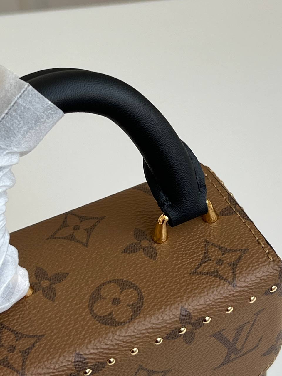 Louis Vuitton Camera Box Reverse Monogram Rivet Trunk Handbag Crossbody Bag