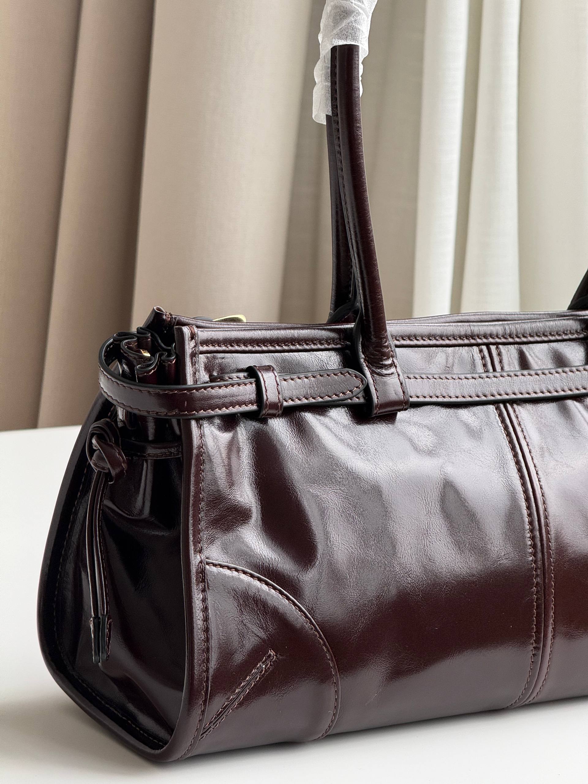 Prada Bonnie Dark Brown Antiqued Leather Tote