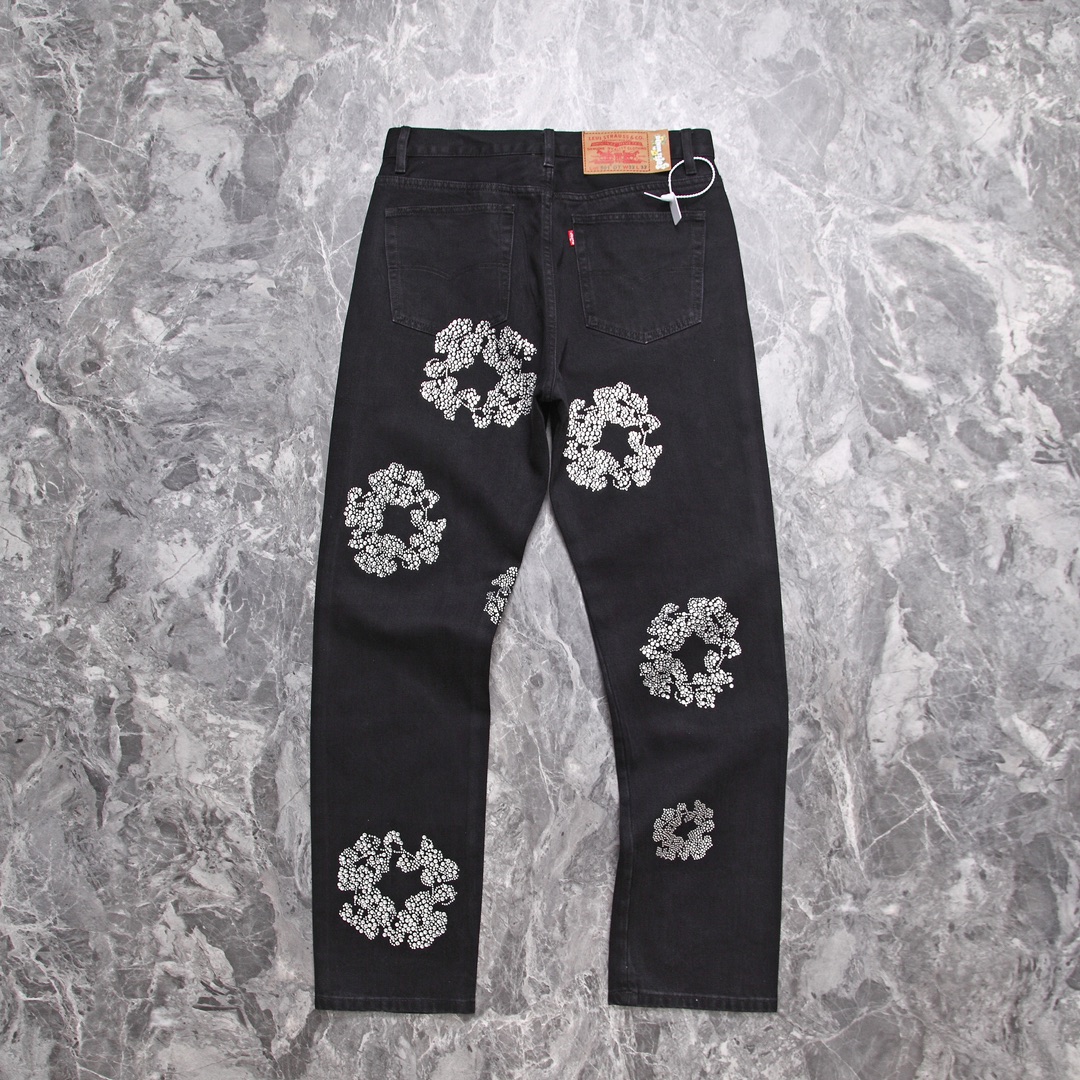 1:1 Best Quality Denim Tear Diamond Jeans Black