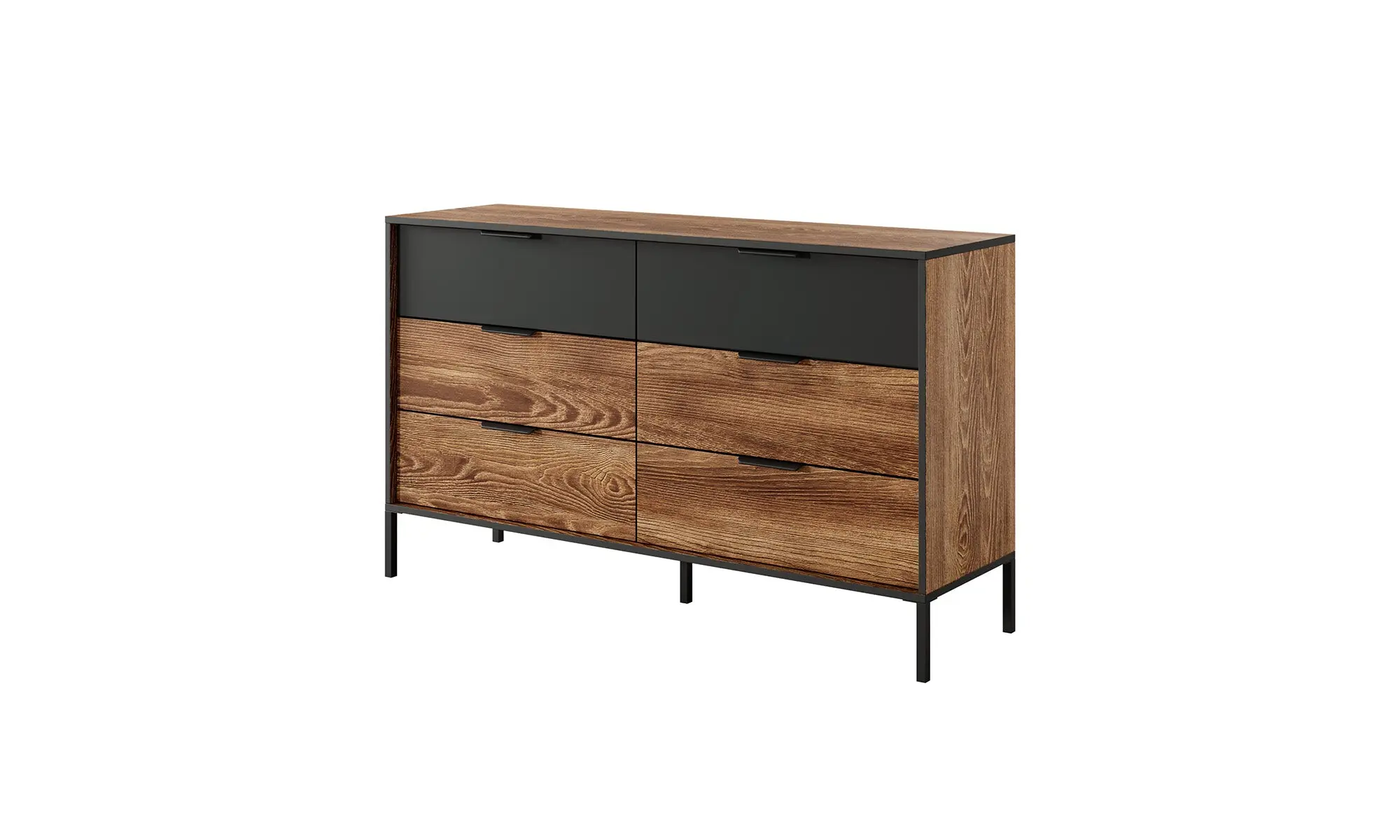 MILTON - Commode de chambre effet bois - 138 x 40 x 82cm