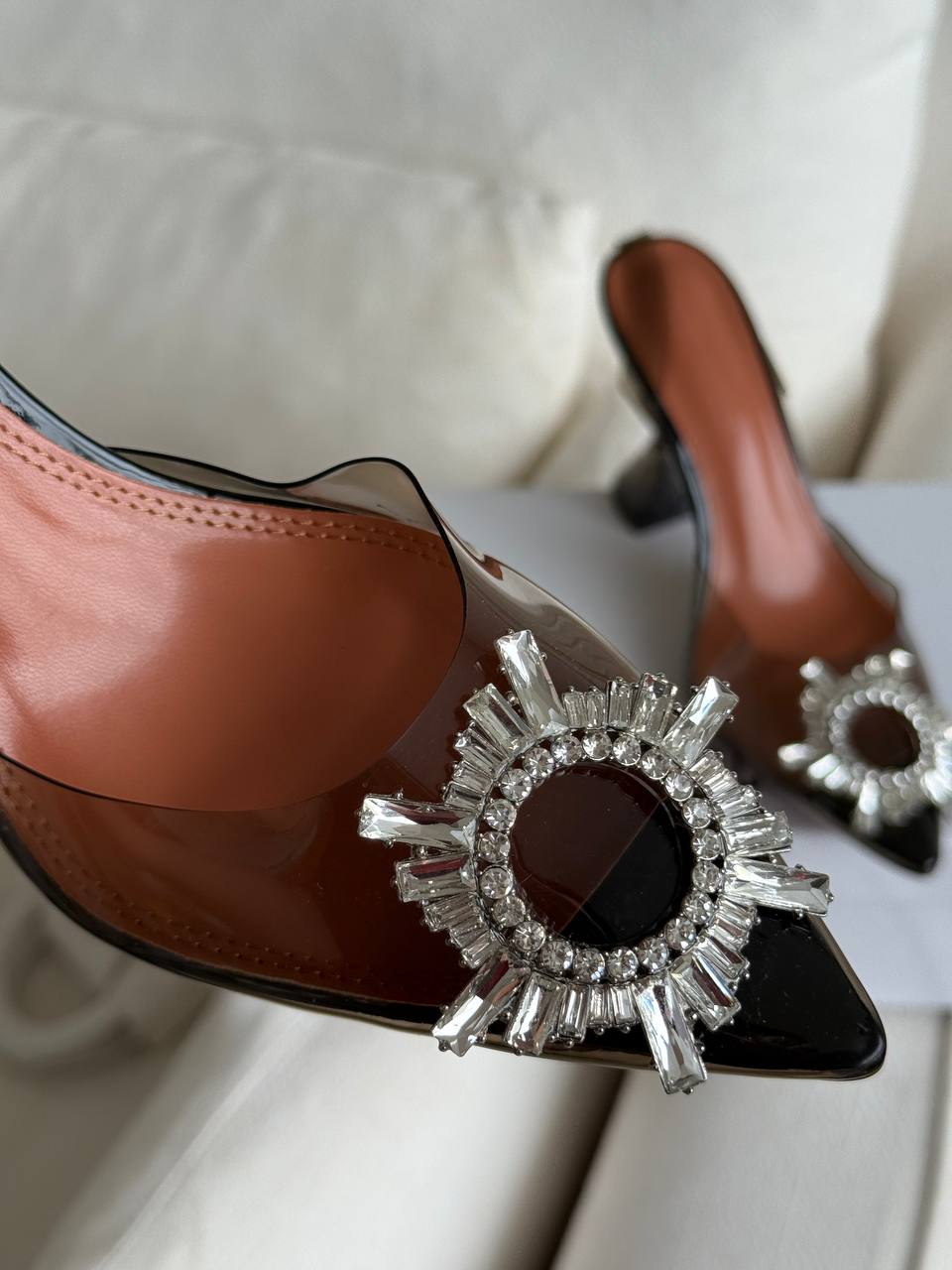 Amina Muaddi Begum Crystal-Embellished PVC Mules