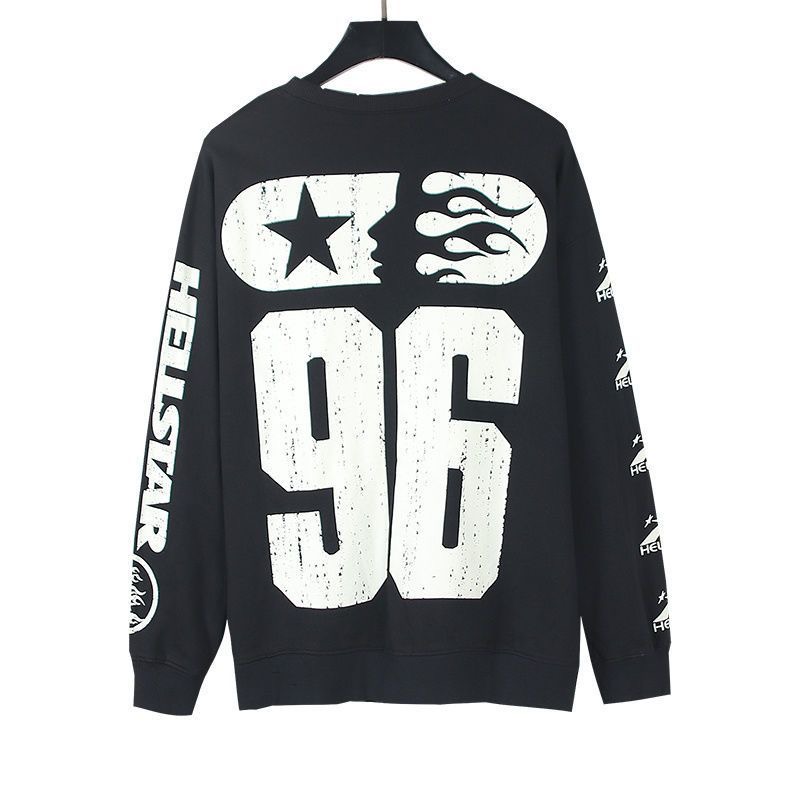 Long sleeve black letter printed crewneck sweatshirt