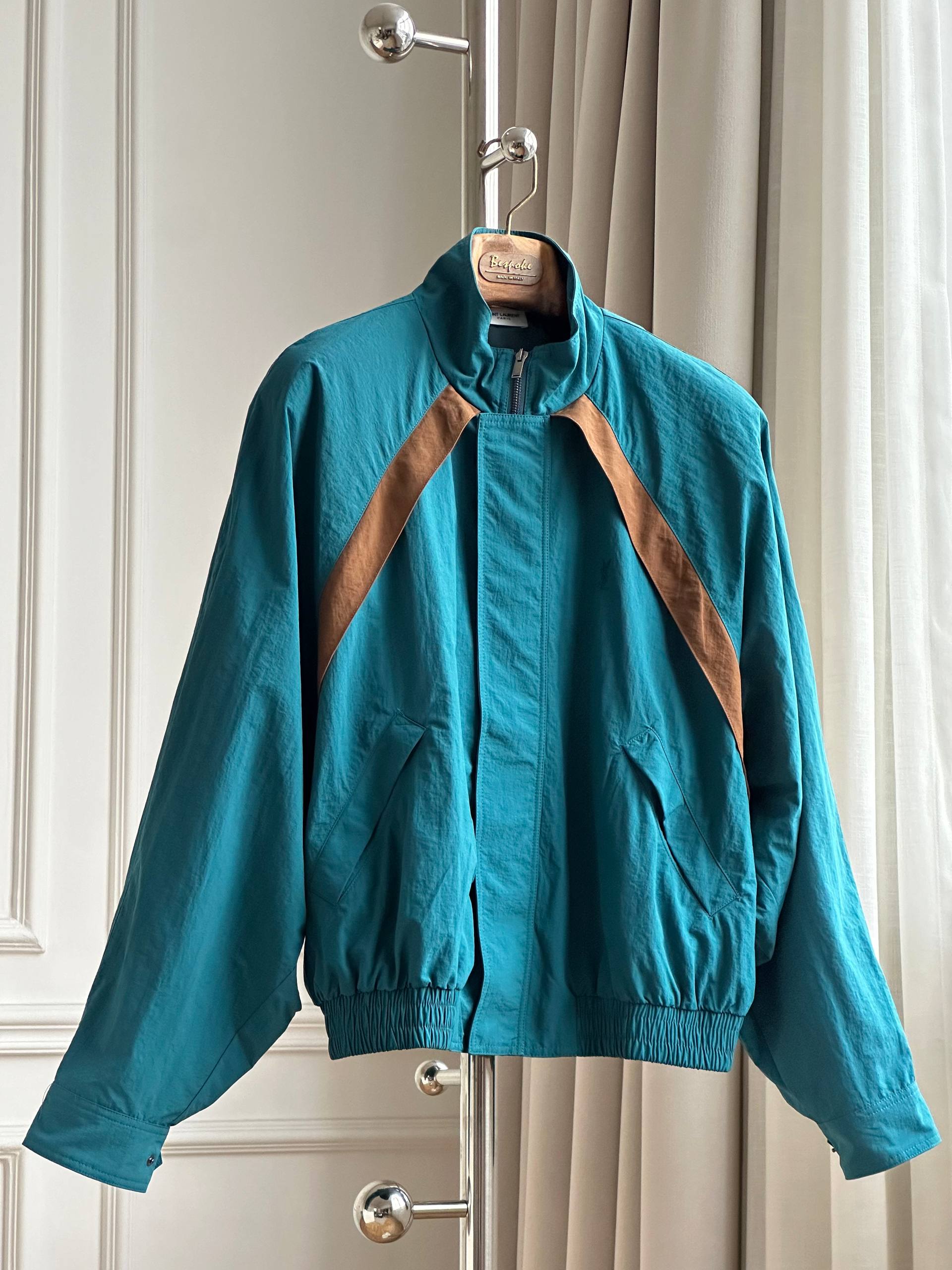 Vintage Stand Collar Color Block Raglan Cropped Track Jacket