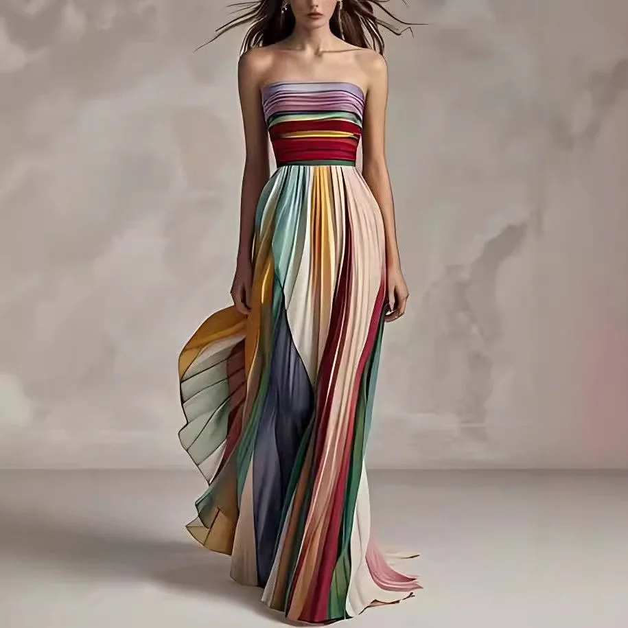 Robe Maxi Rayée – Secret Éclat
