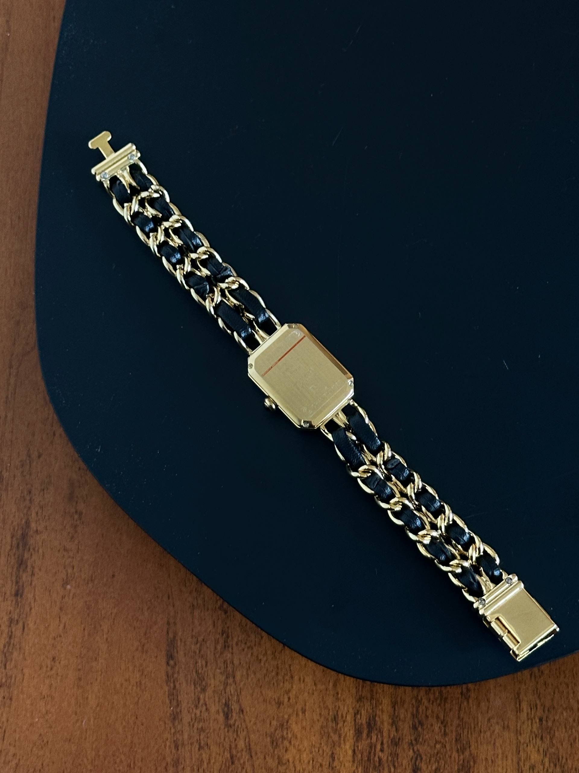 Chanel Première Smooth Gold Leather Interwoven Chain Watch