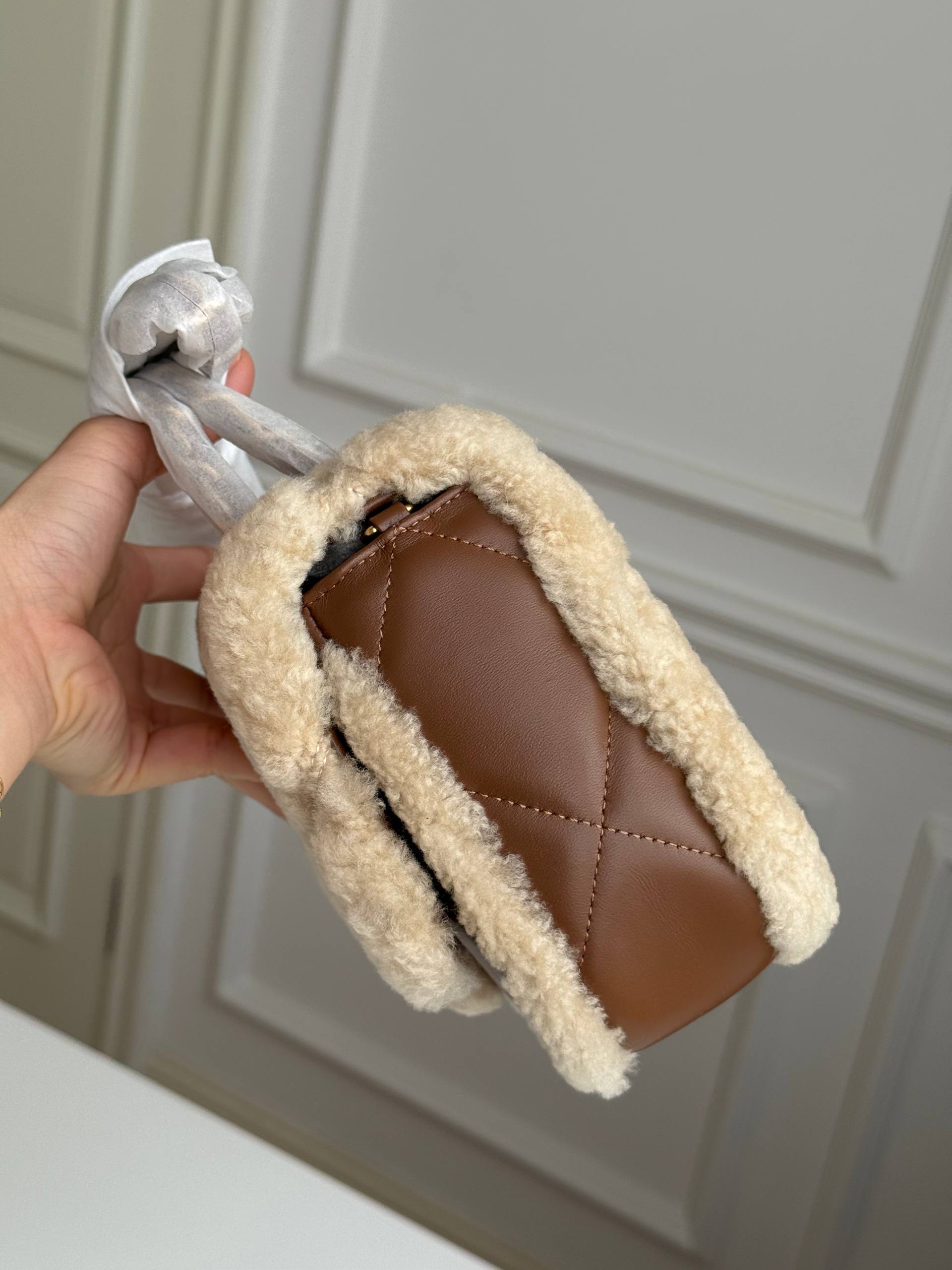 Chanel Classic Flap Shearling & Leather Quilted Crossbody Bag