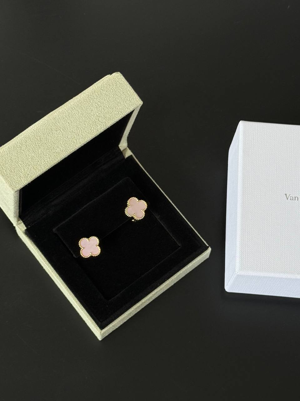 Van Cleef & Arpels Vintage Alhambra Pink Mother-of-Pearl Stud Earrings