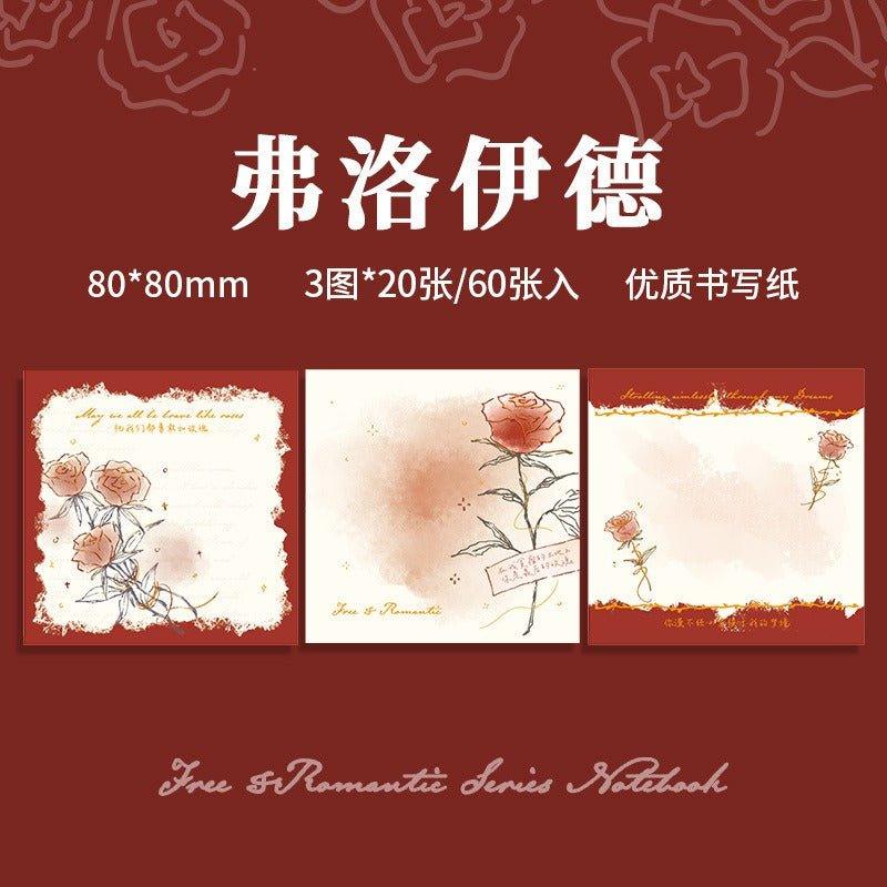 2065 Full-stamped trio of memo pads. The Name of the Rose.