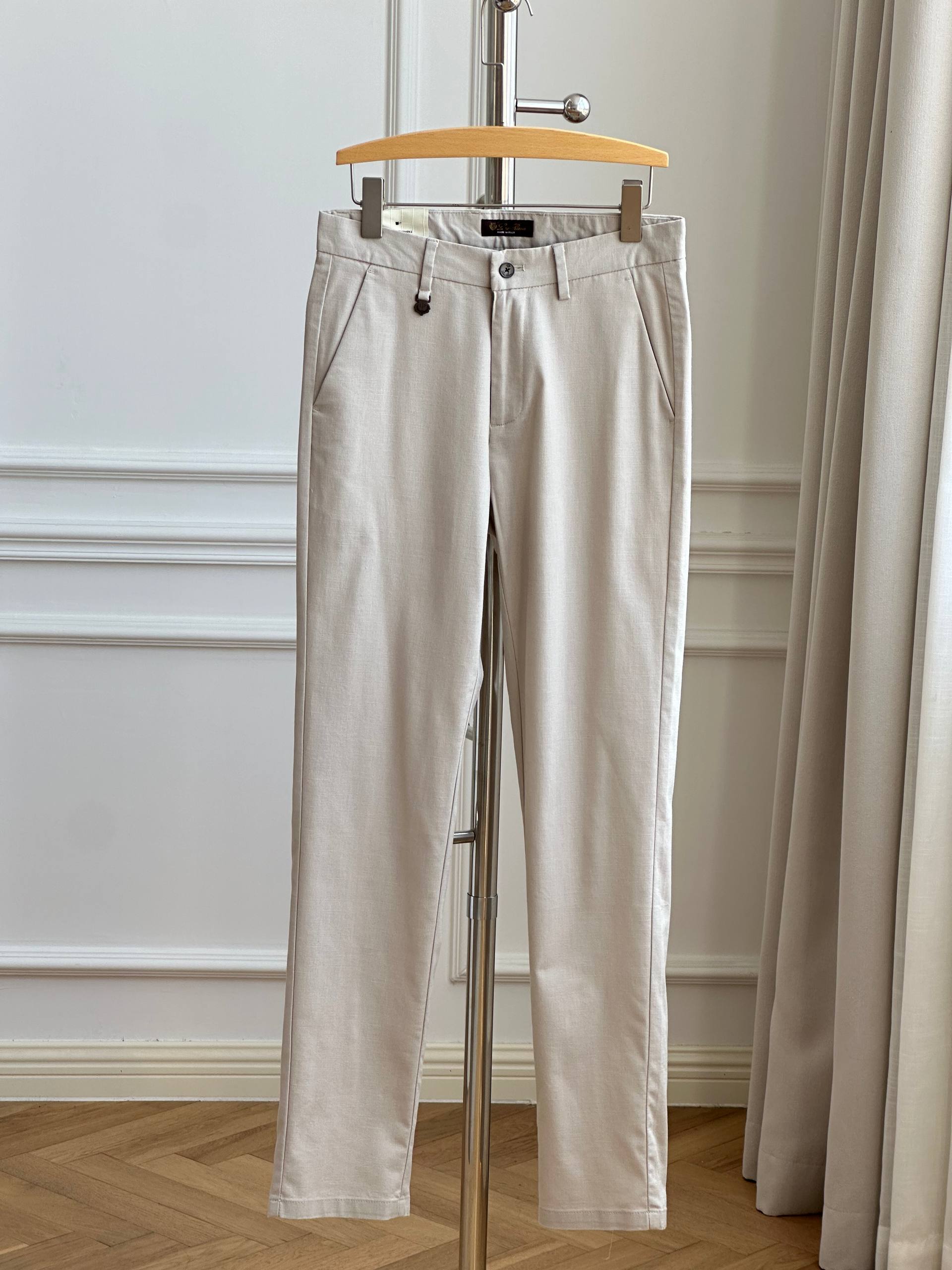 Men's Light Beige Business Casual Straight-Leg Chino Pants