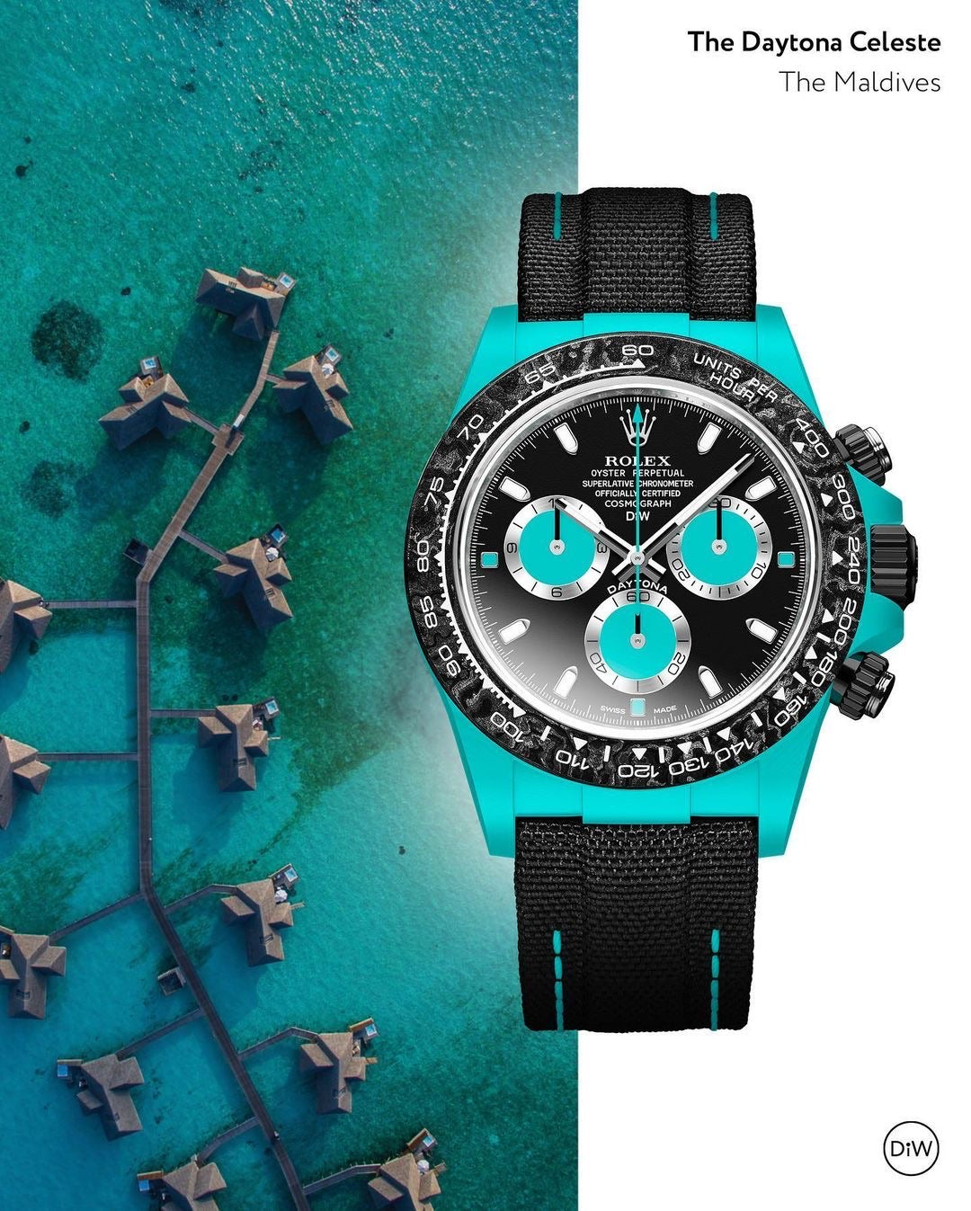 DiW Rolex Daytona CELESTE In Quartz Fiber【1:1 Replica】