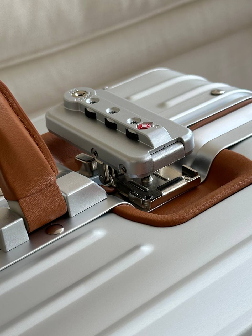 RIMOWA Classic Aluminum Suitcase with Leather Handles