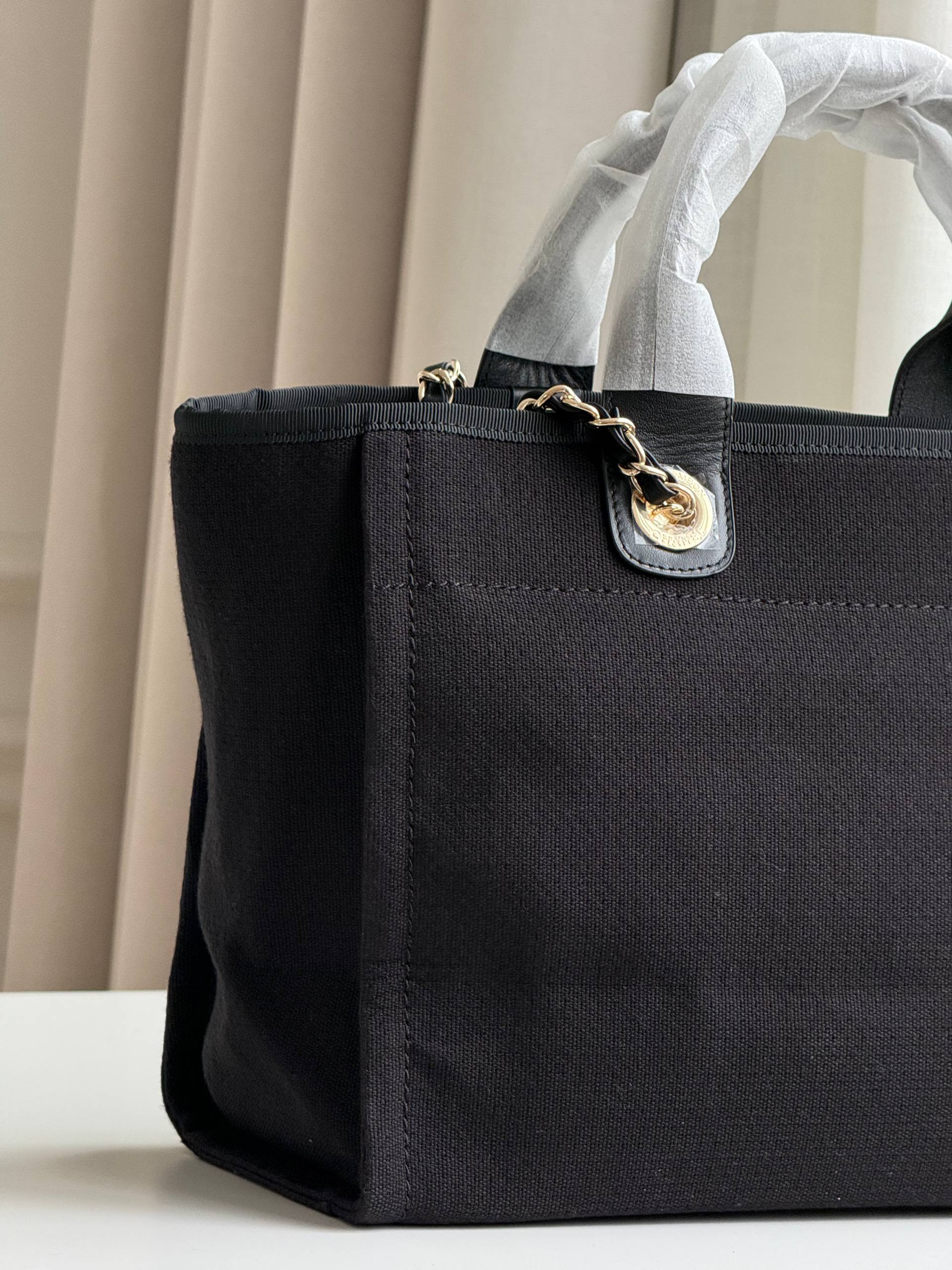 Chanel Mini Deauville Canvas Tote Handbag