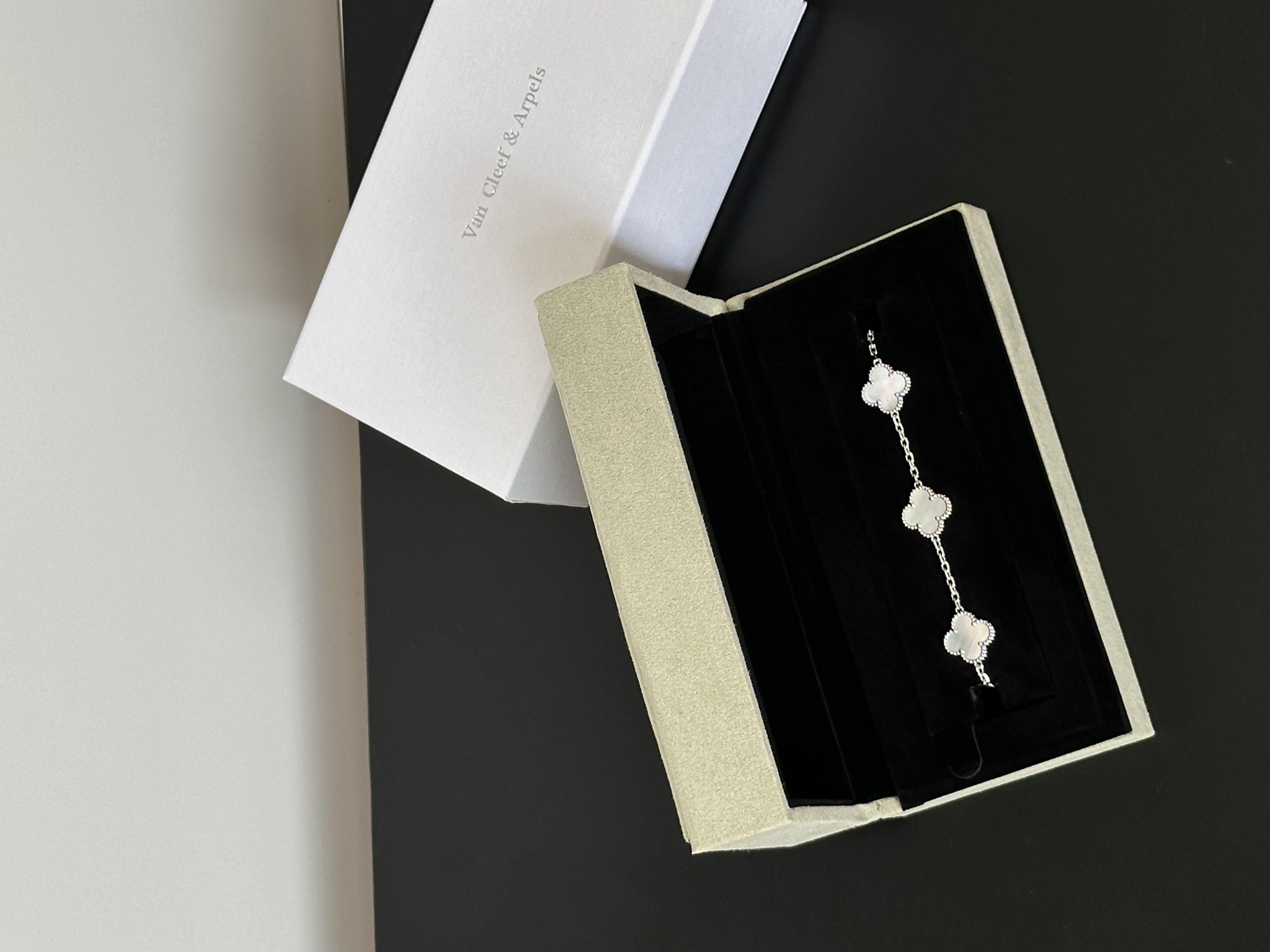 Van Cleef & Arpels Vintage Alhambra 5-Motif White Mother-of-Pearl Bracelet
