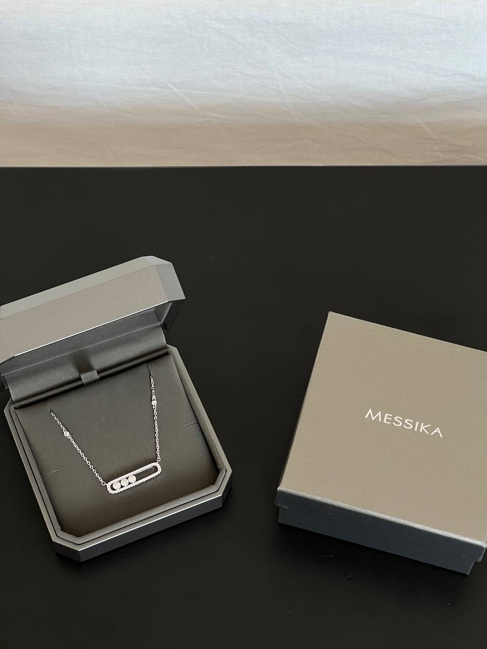 Messika Move Rectangular Three Moving Diamonds Necklace