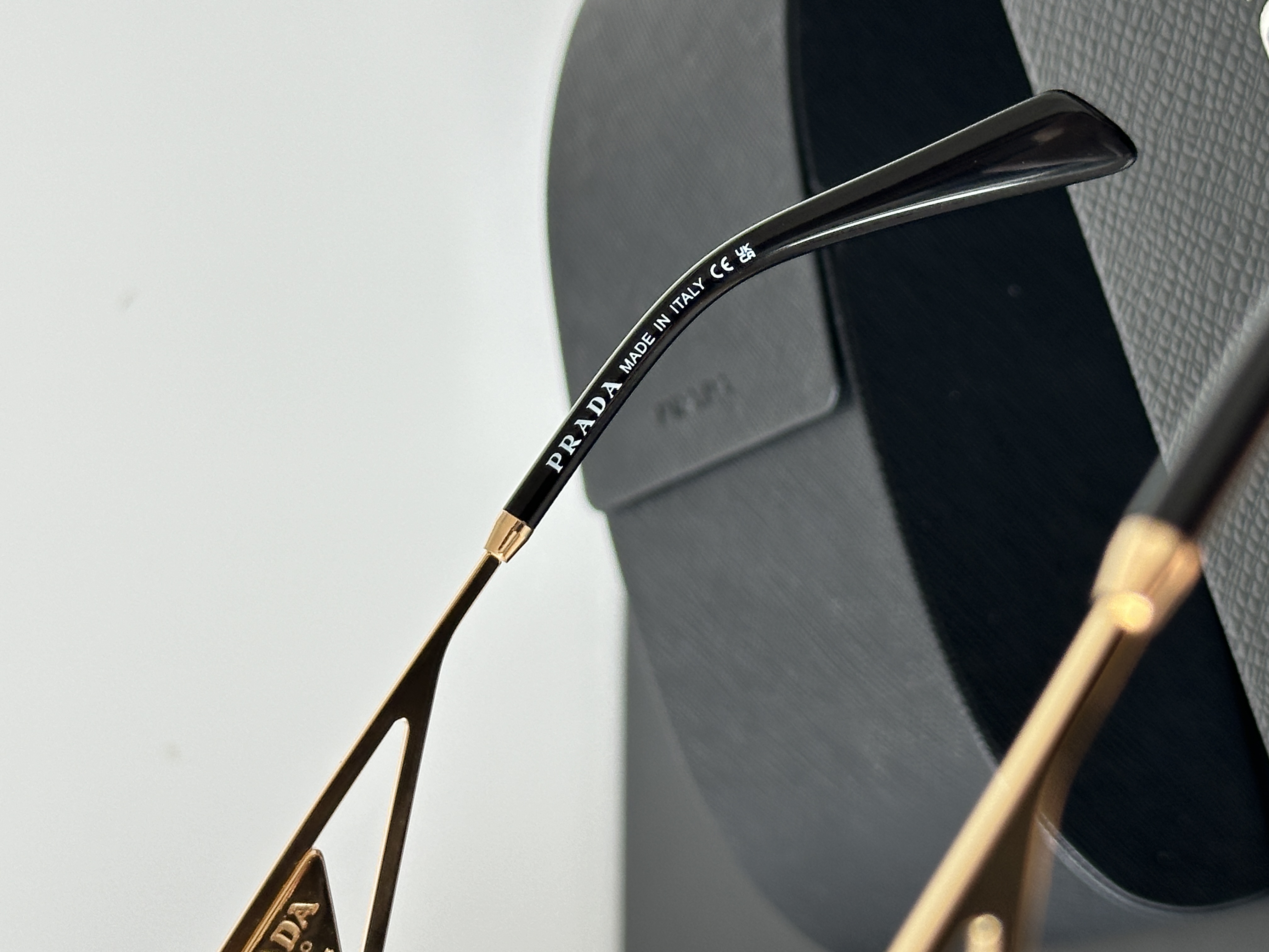 Prada Gold Polygonal Metal Frame Sunglasses