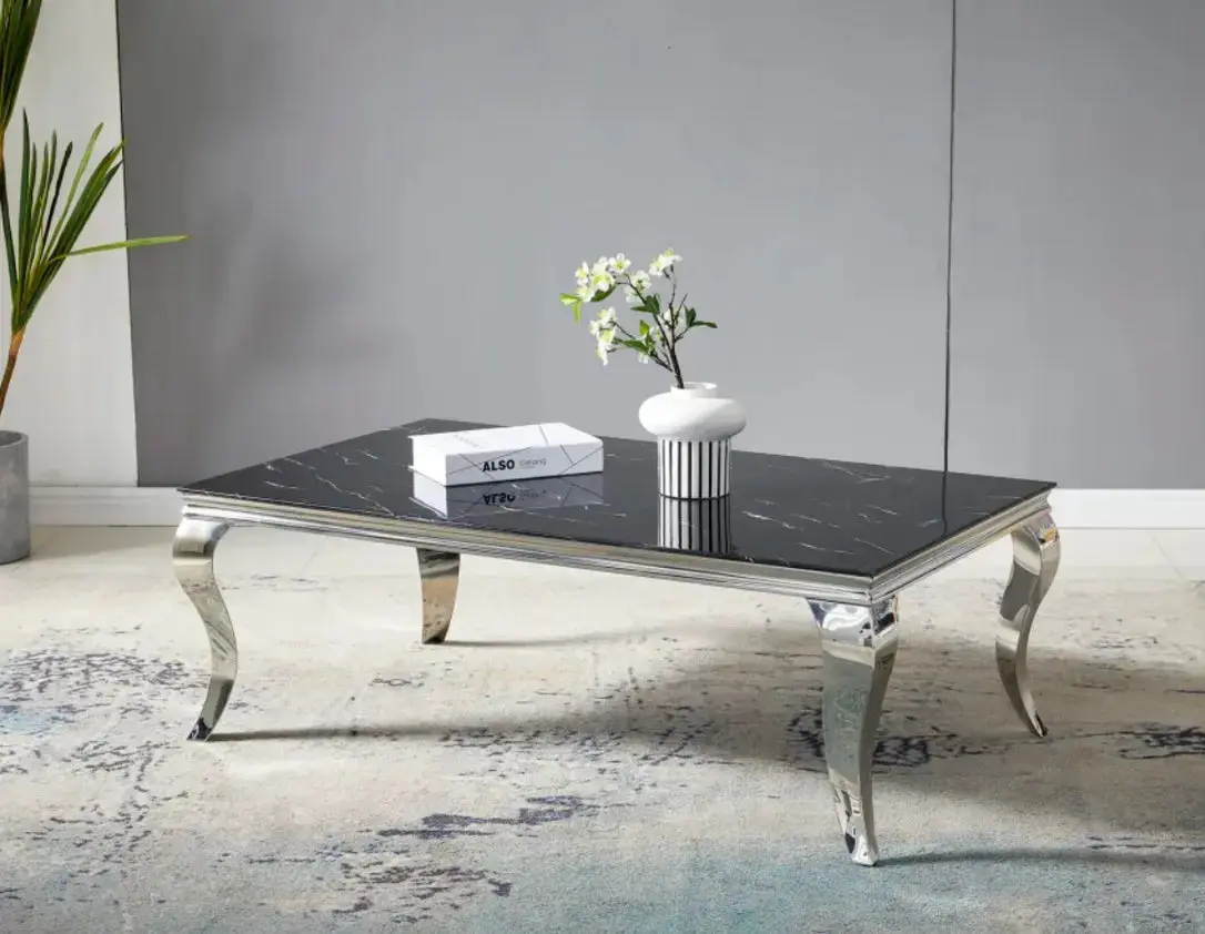 Table Basse de Salon en Effet Marbre BAROQUE - 120 x 70cm
