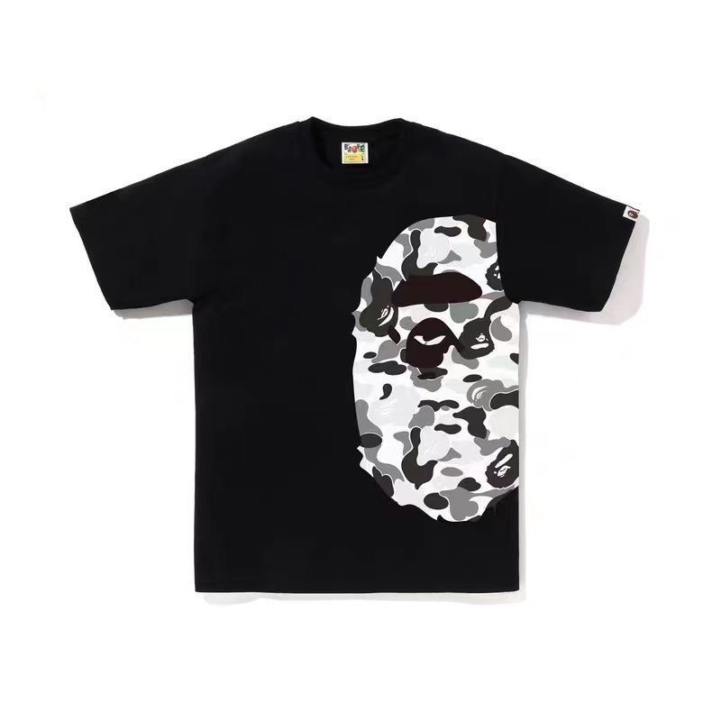 Bape black and white sliver camo print tees
