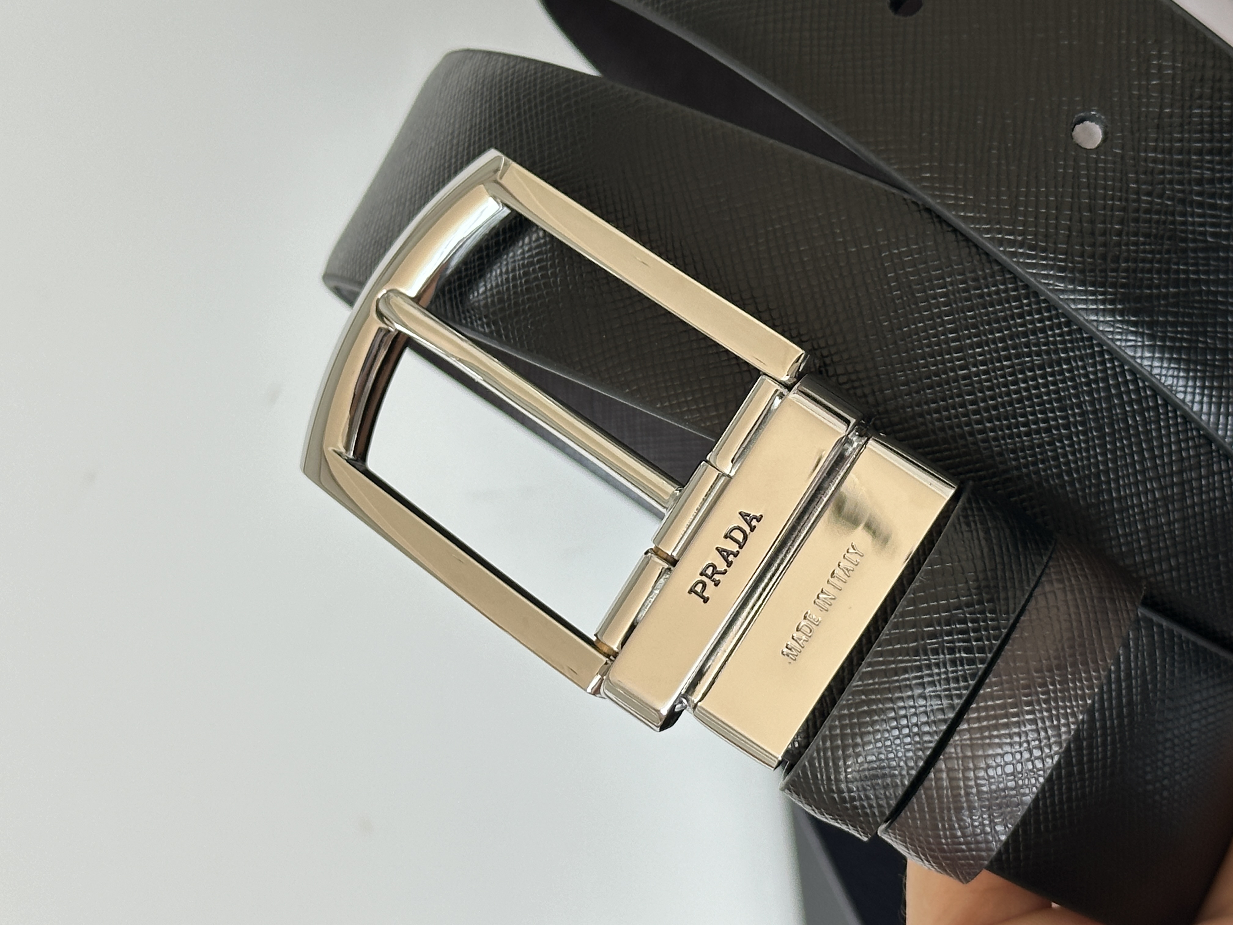 Prada Reversible Saffiano Leather Pin Buckle Belt