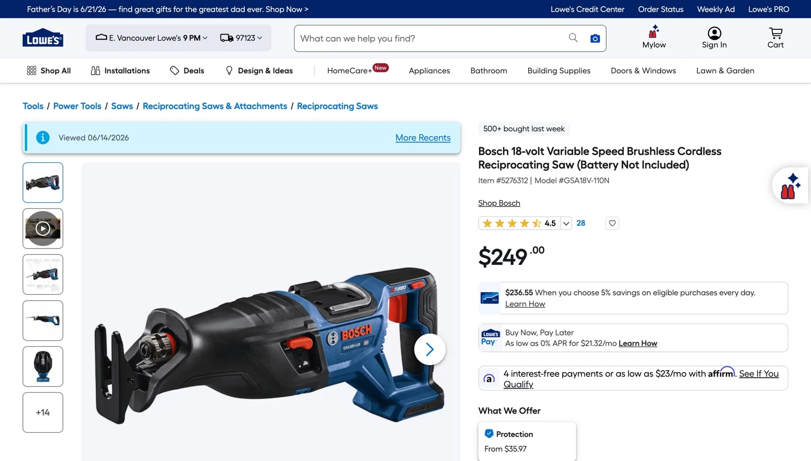 Bosch 18-voltVariableSpeedBrushlessCordless 6WYHG