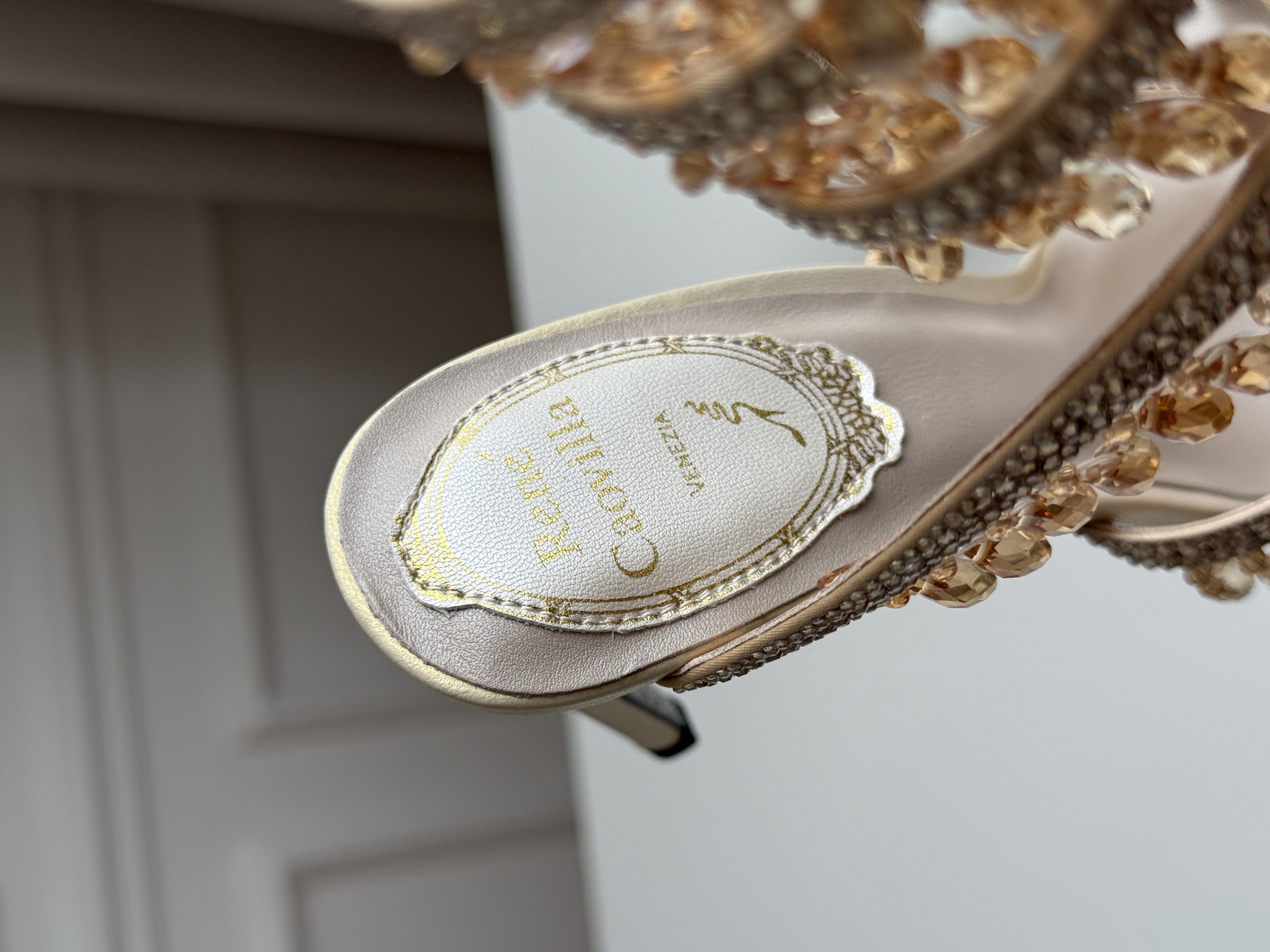 René Caovilla Chandelier Crystal Snake Sandals