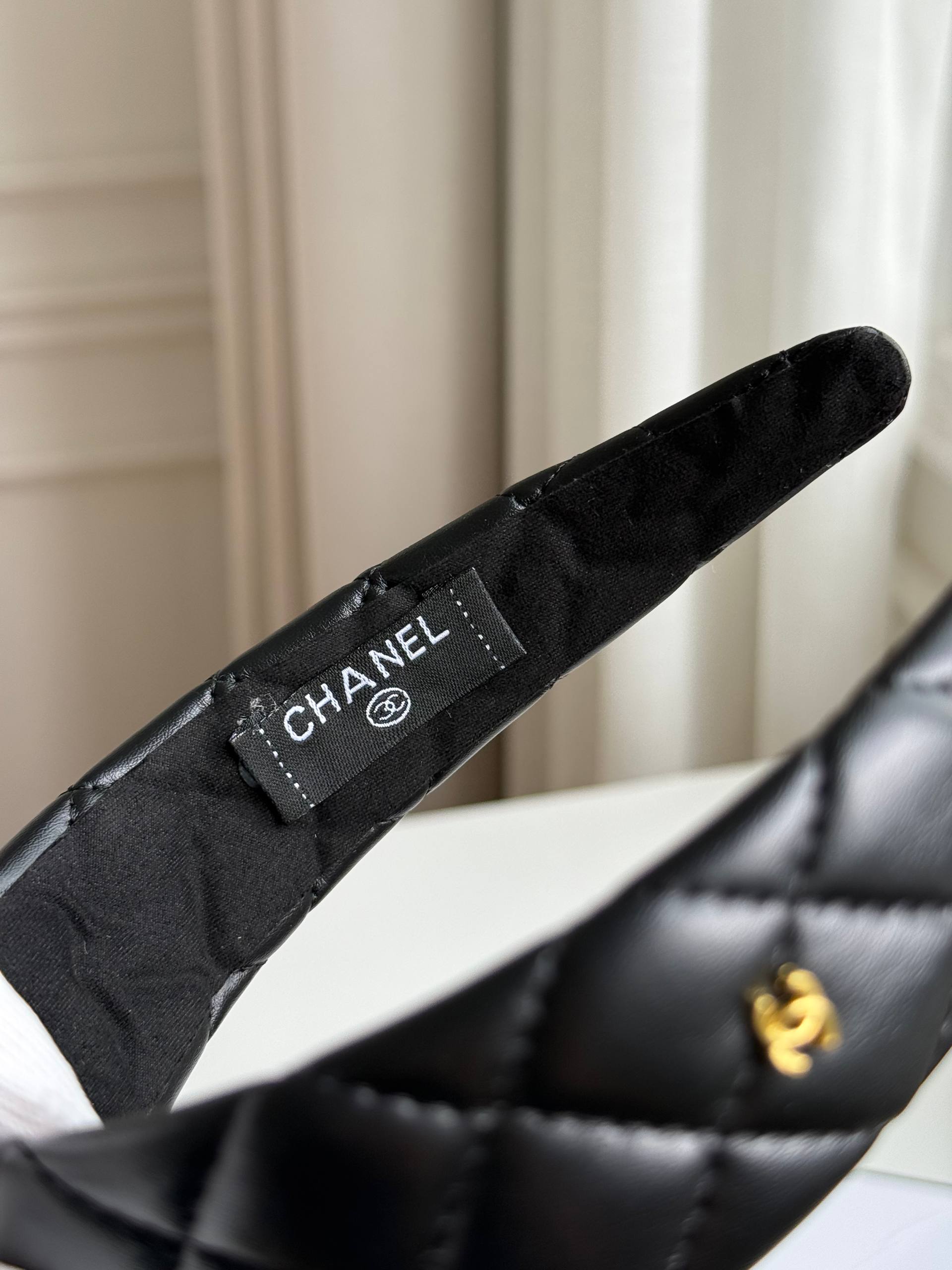Chanel Quilted Lambskin CC Logo Headband