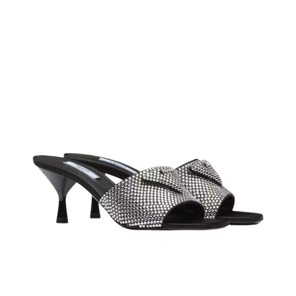 Prada  Crystal Silk  Slipsole Fashion Flip-flops  Sandals Slide