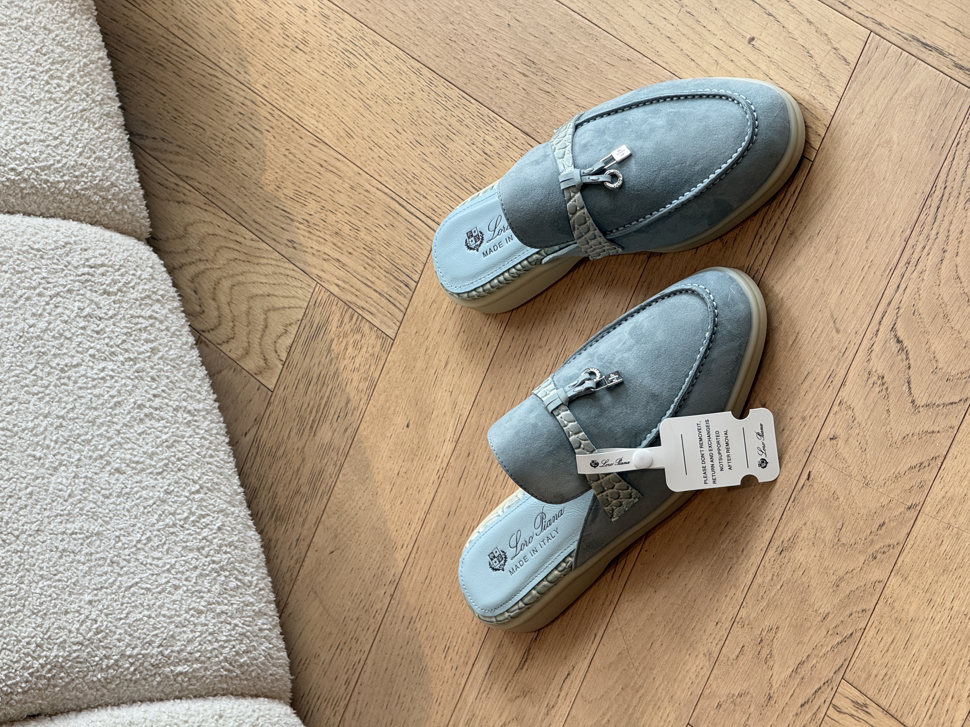 Loro Piana Babouche Charms Walk Closed-Toe Mule Slippers