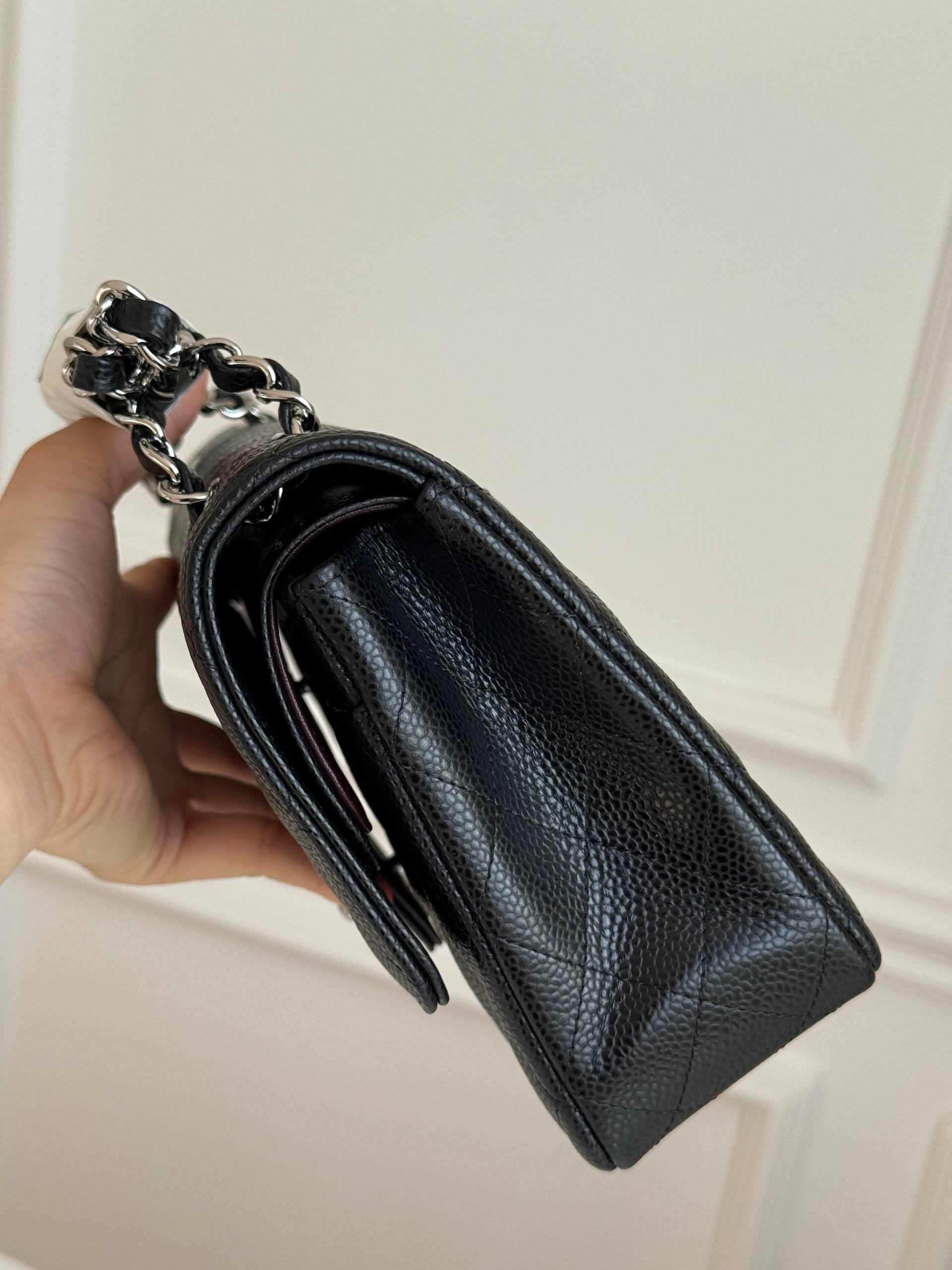 CHANEL Classic Medium Flap Bag in Caviar Leather with Silver Hardware