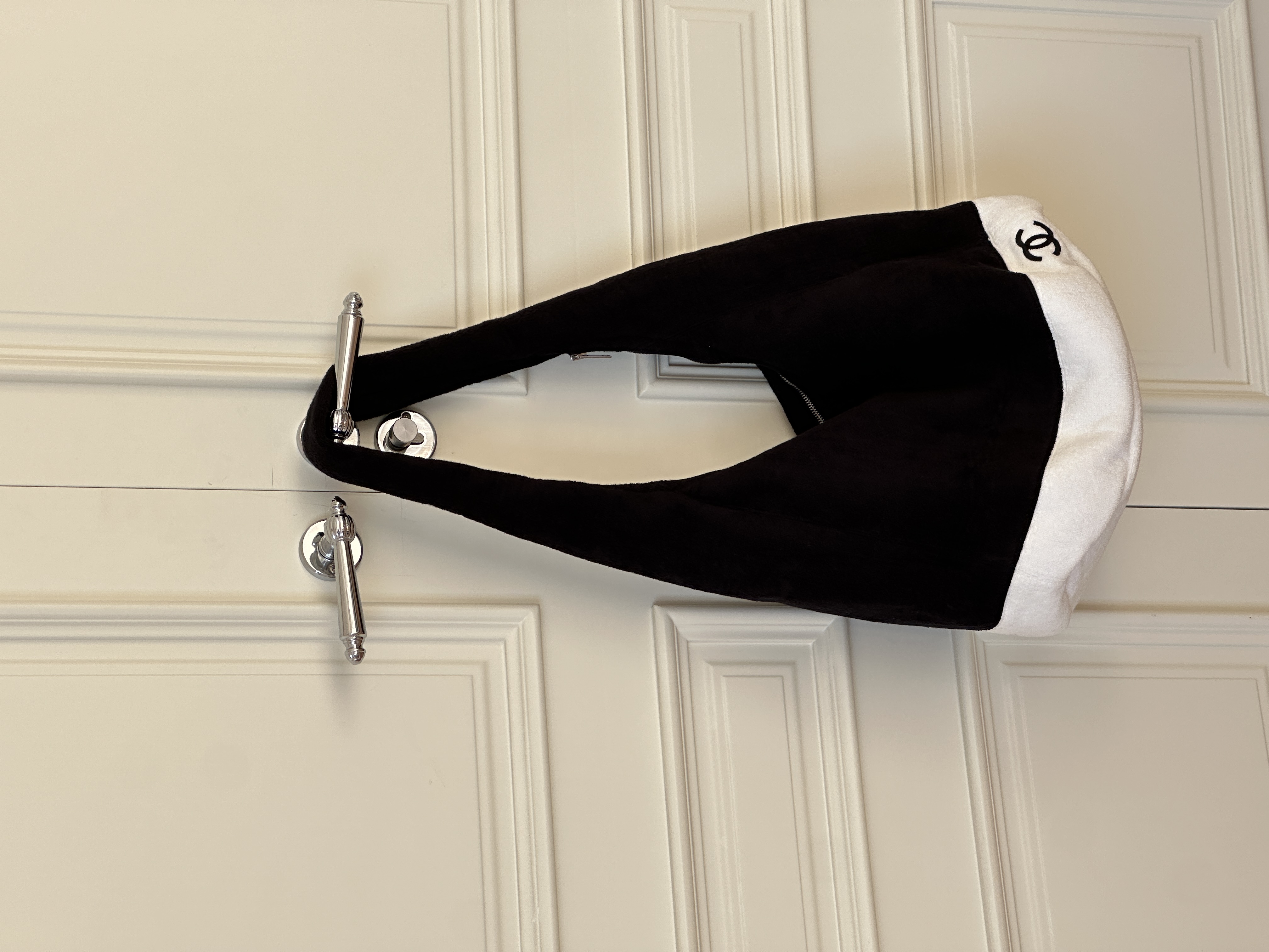 Chanel Black and White Terry Cloth Beach Bag