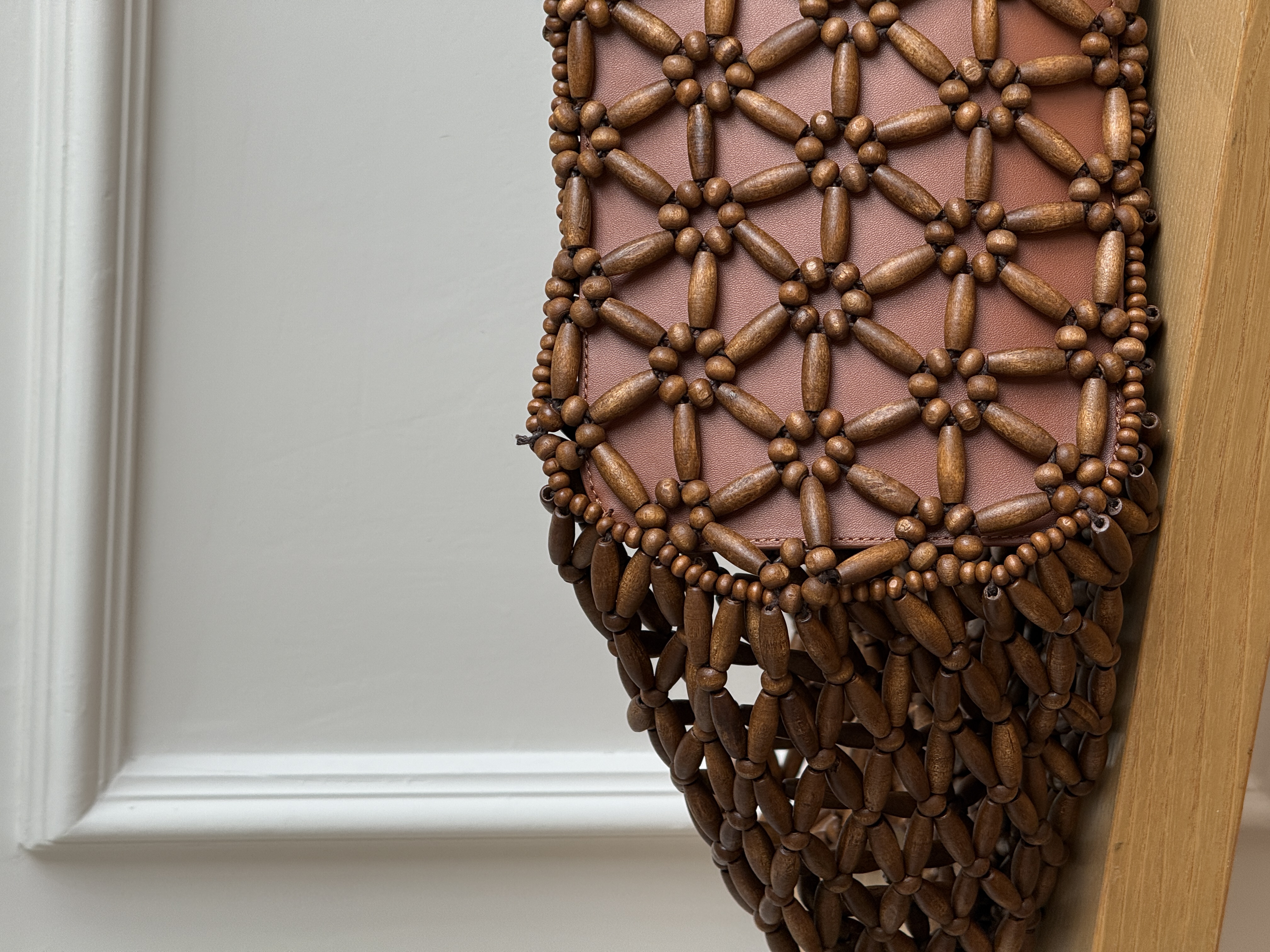 YSL Wooden Bead Open-Weave Tote Beach Bag