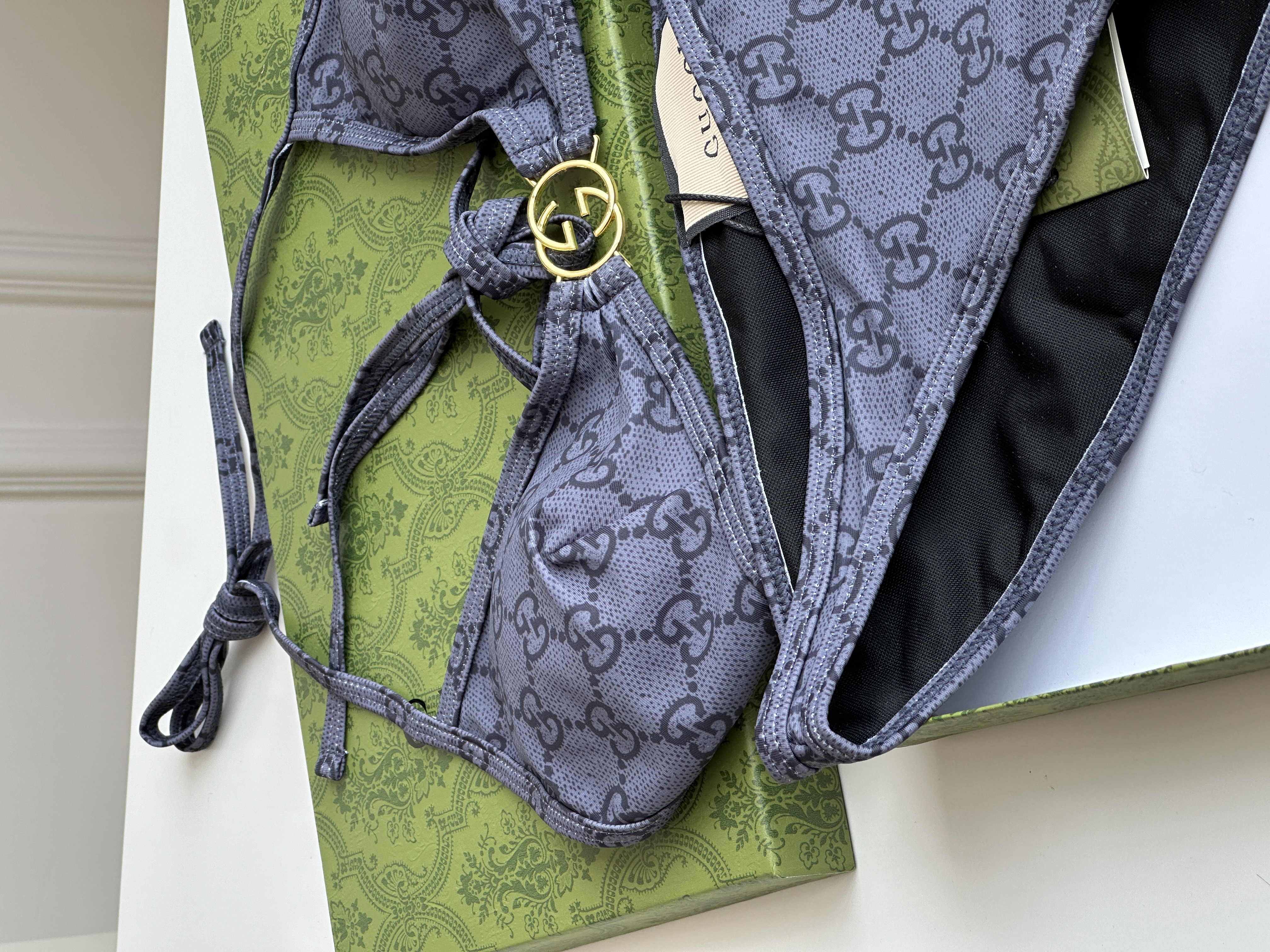 Gucci Grey-Blue Interlocking G Monogram Bikini