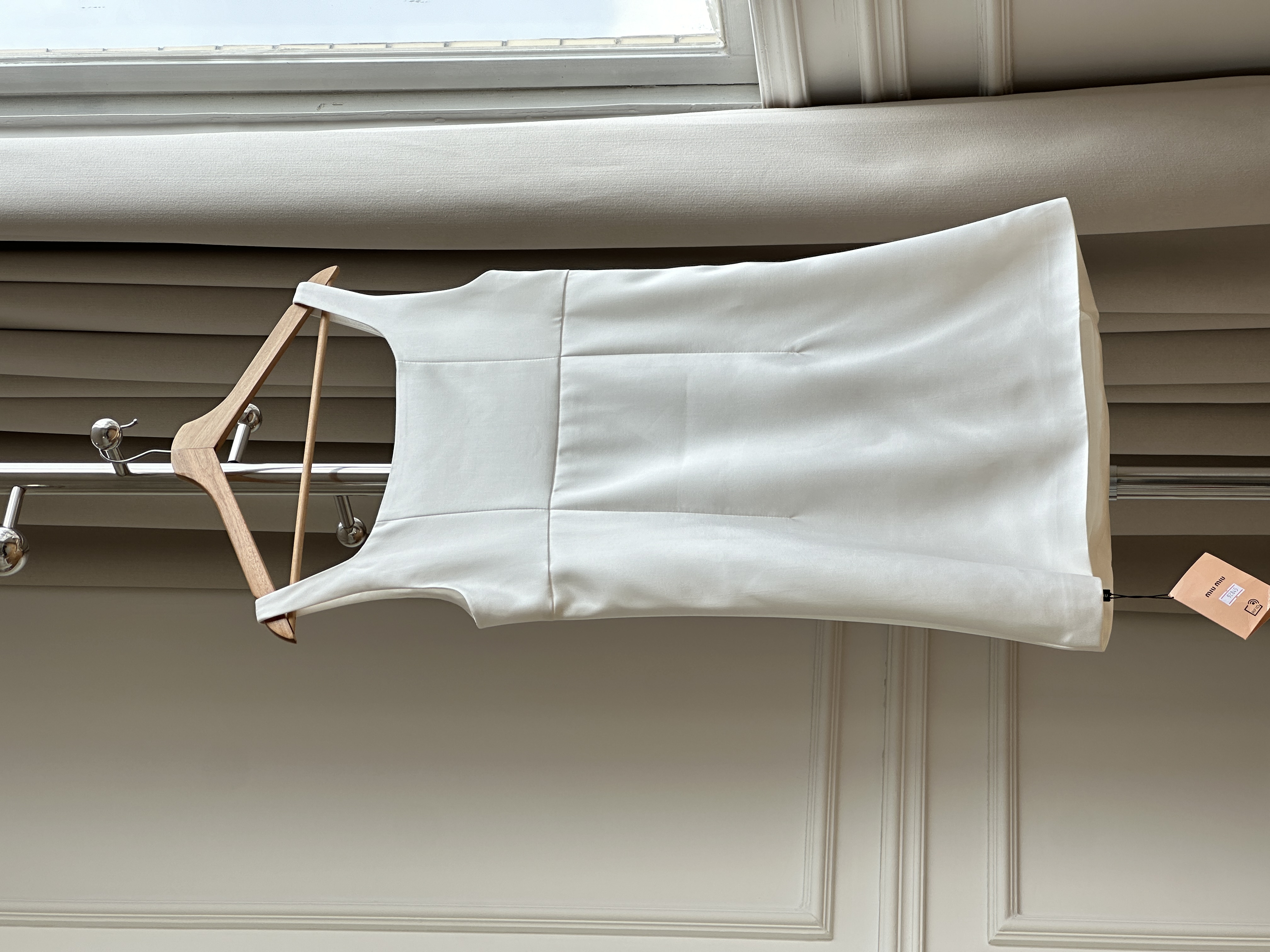 MiuMiu White Embroidered Beaded Cami Mini Dress