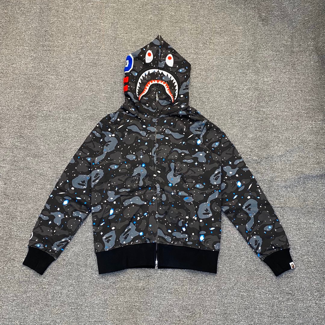 1:1 Best Quality Starry Sky Camo Zipper Hoodie Black