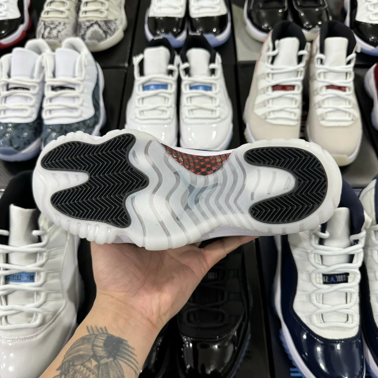 Air Jordan 11 Retro High Black Leather with Red Logo