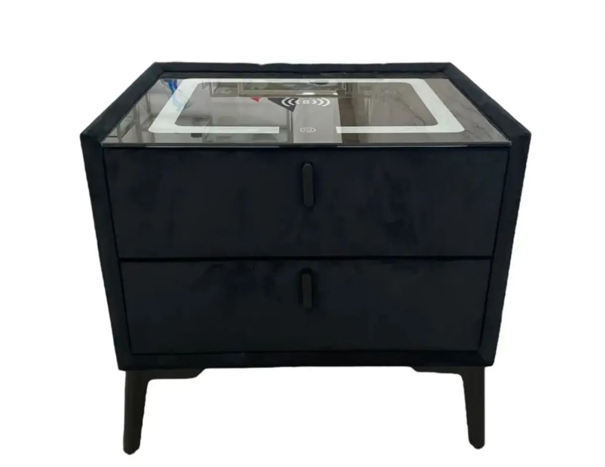 Aylin - Table de chevet avec LED et Chargeur Induction - 50 x 40 cm
