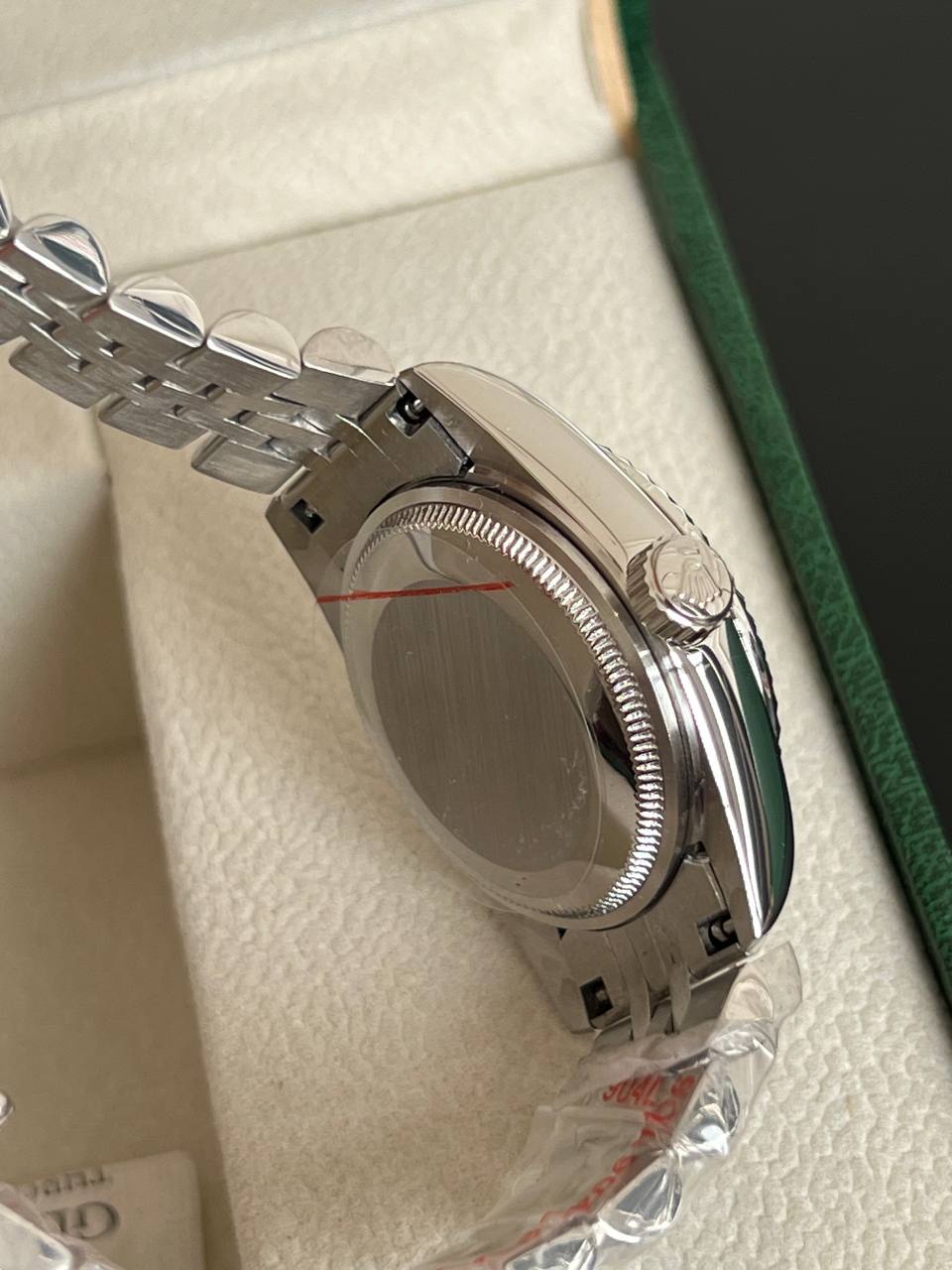Rolex Datejust Green Dial Fluted Bezel Jubilee Steel Bracelet Watch
