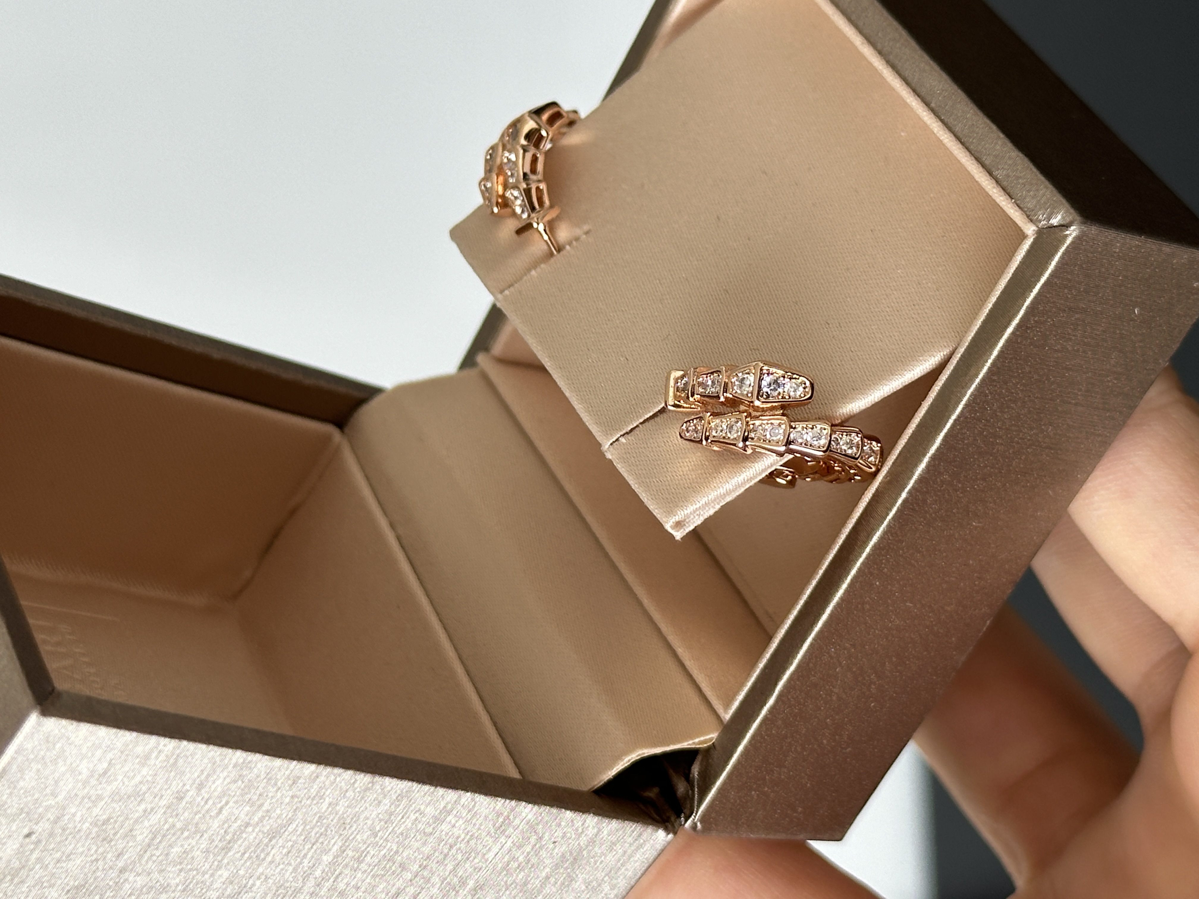 Bvlgari Serpenti Viper Rose Gold Half-pave Diamond Hoop Earrings