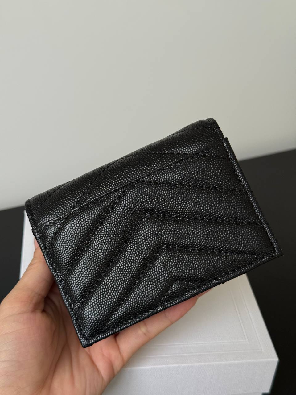 Saint Laurent Cassandre Matelassé Grain de Poudre Leather Card Holder