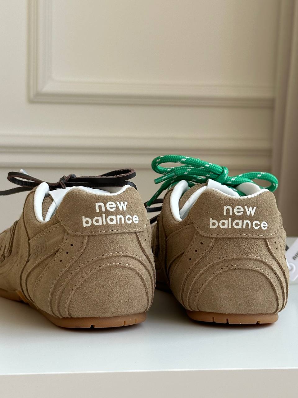 Khaki Suede Multi-Lace Retro Low-Top Trainer Sneakers