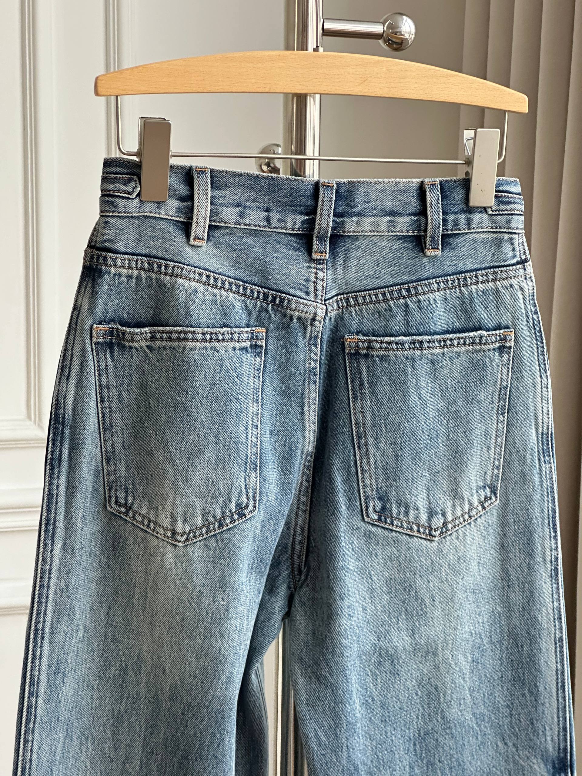 High-Waisted Washed Wide-Leg Straight Jeans