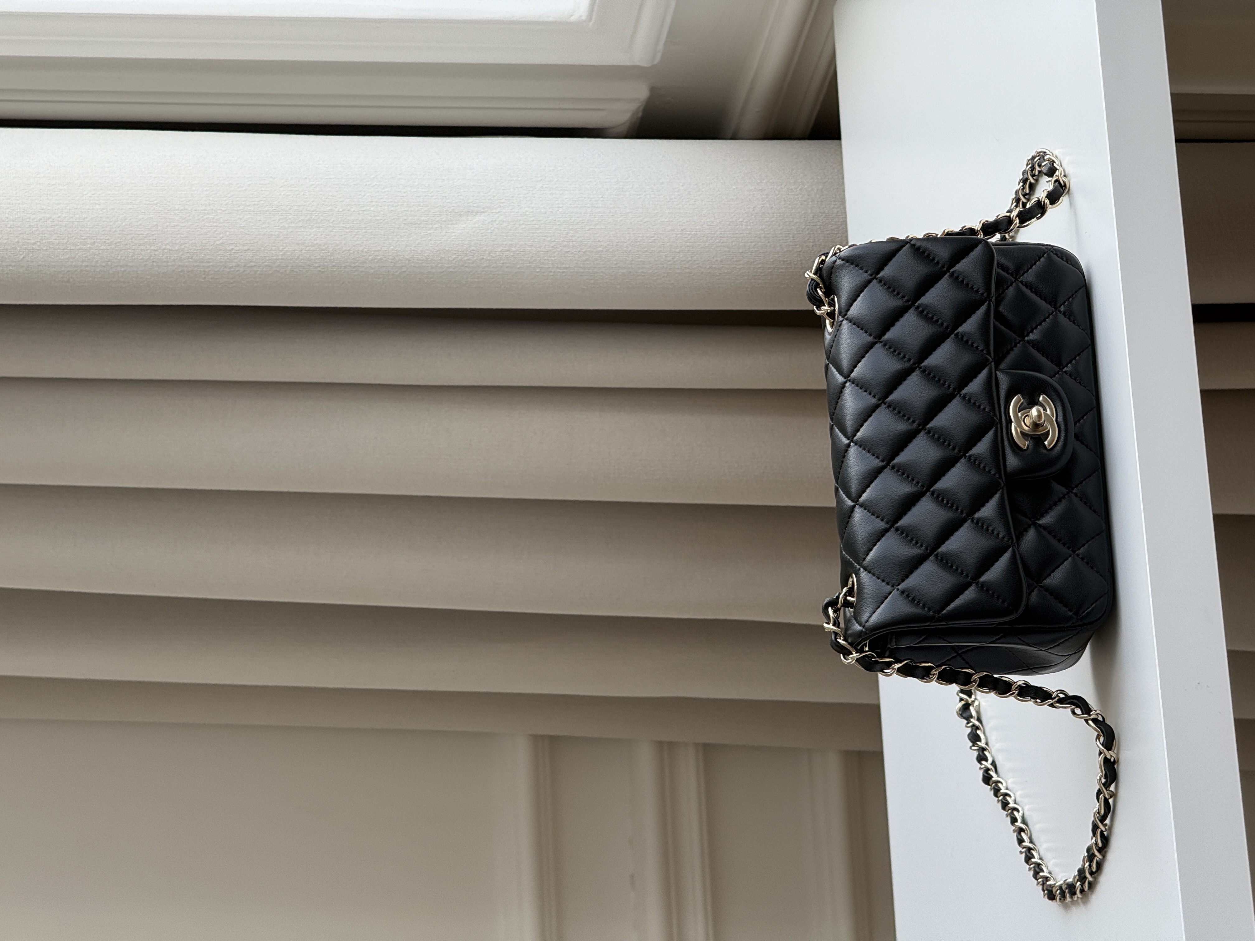 Chanel Black Caviar Leather Classic Flap Silver CC Chain Bag