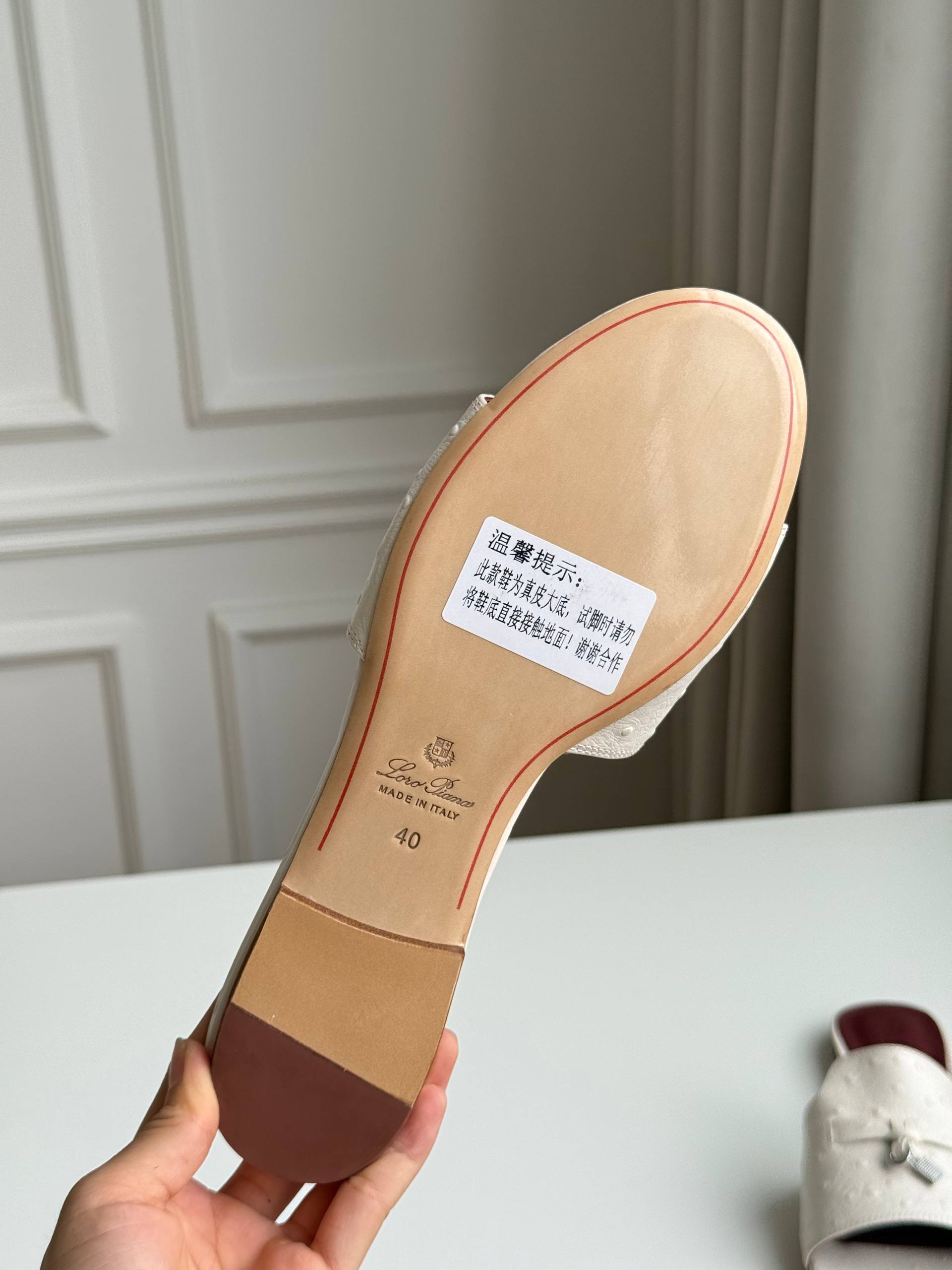 Loro Piana Ostrich-Embossed Leather Flat Slide Sandals