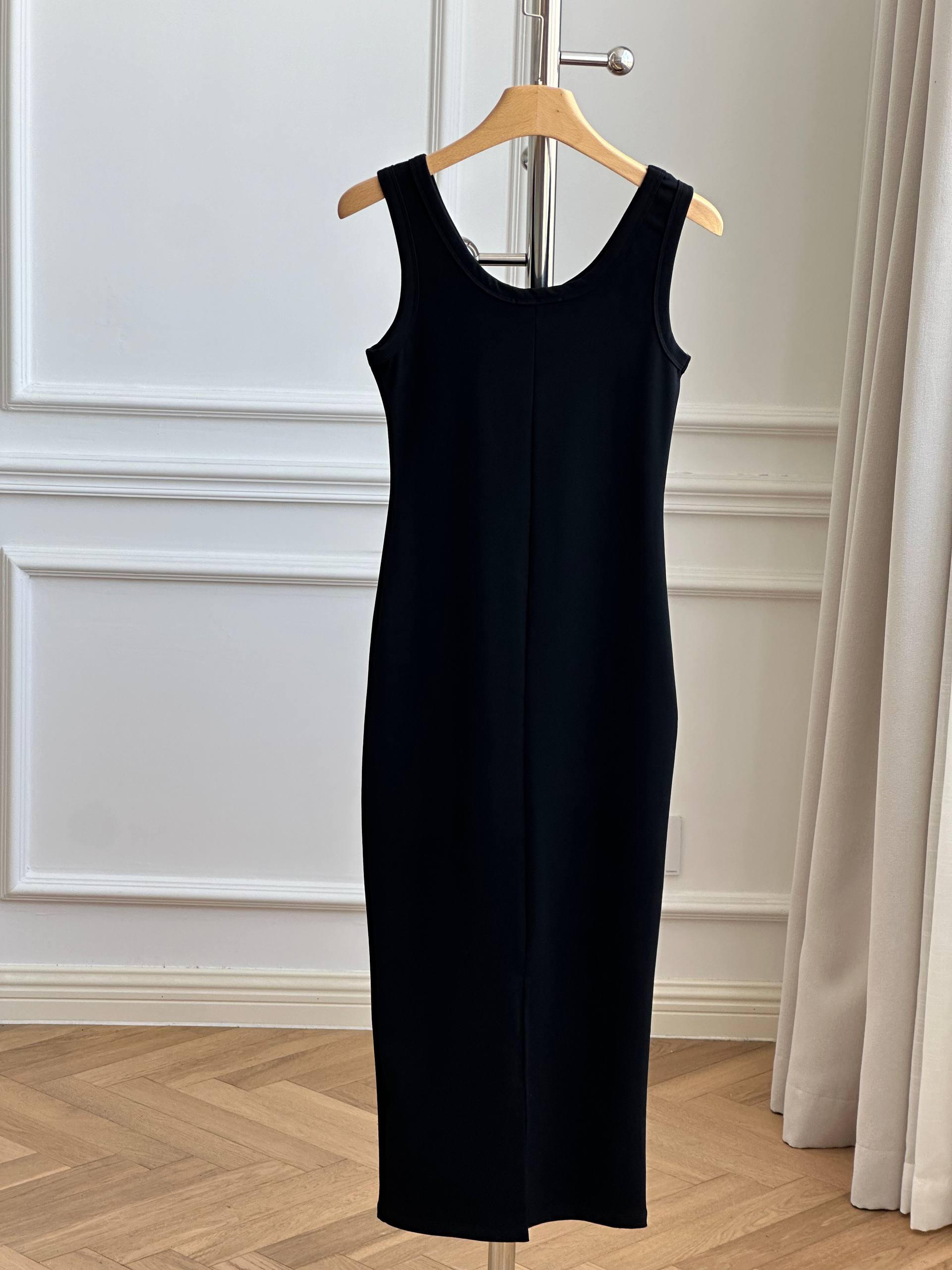 Prada Triangle Logo U-Neck Sleeveless Bodycon Knit Midi Dress