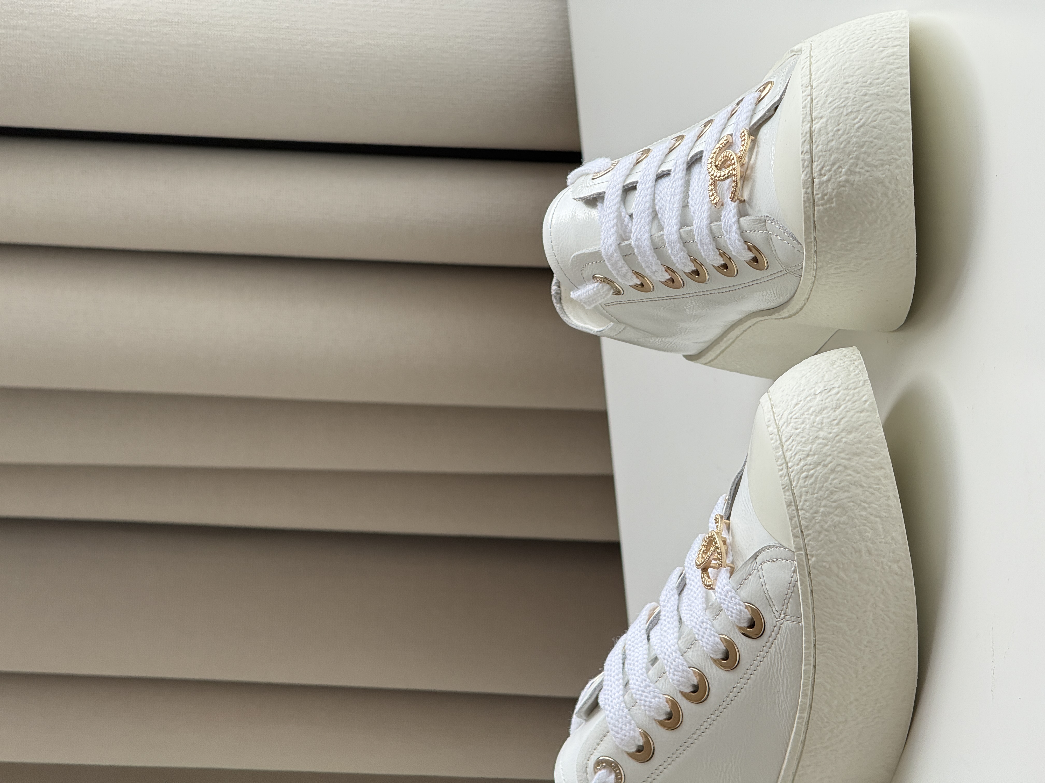 Chanel Thick-Soled Cookie White Sneakers