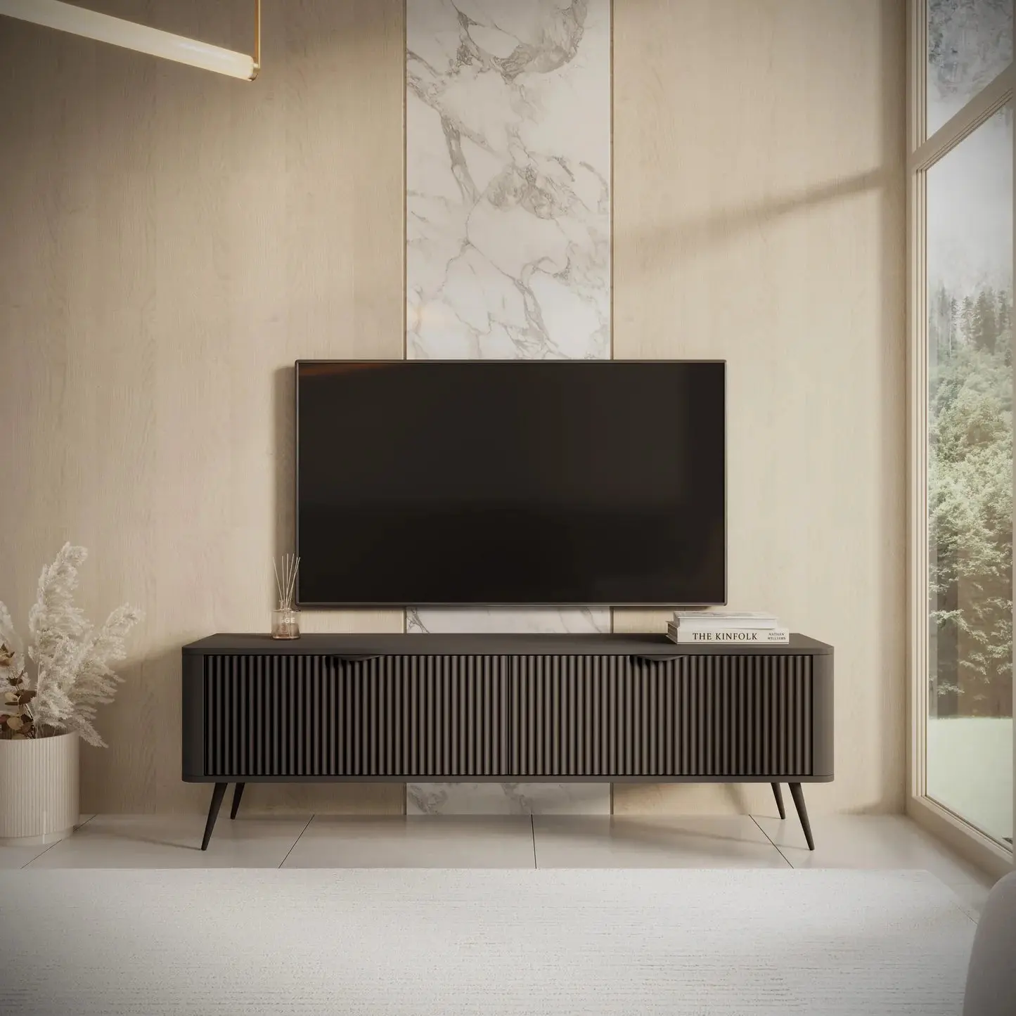 LANTEA - Meuble TV avec un style moderne - 163 x 38 x 51 cm
