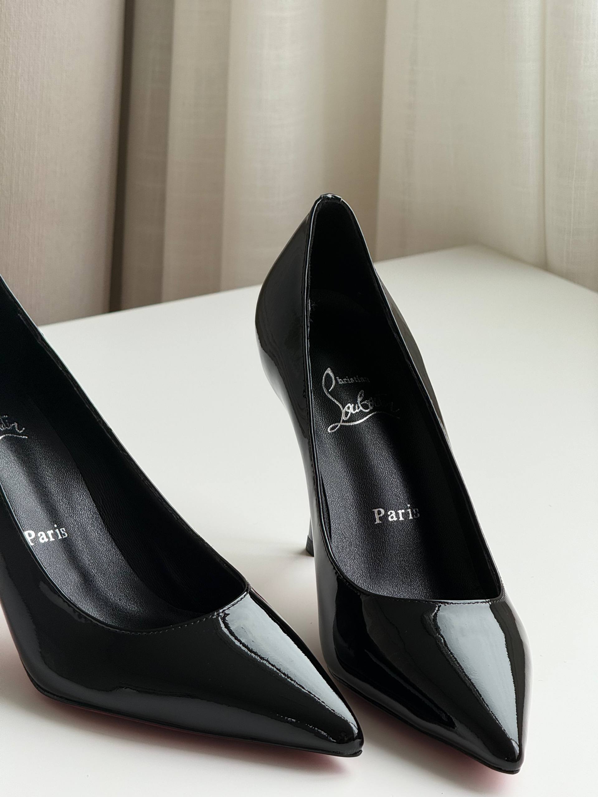 Christian Louboutin Pigalle Follies Patent Pointed Toe Red Sole Pumps