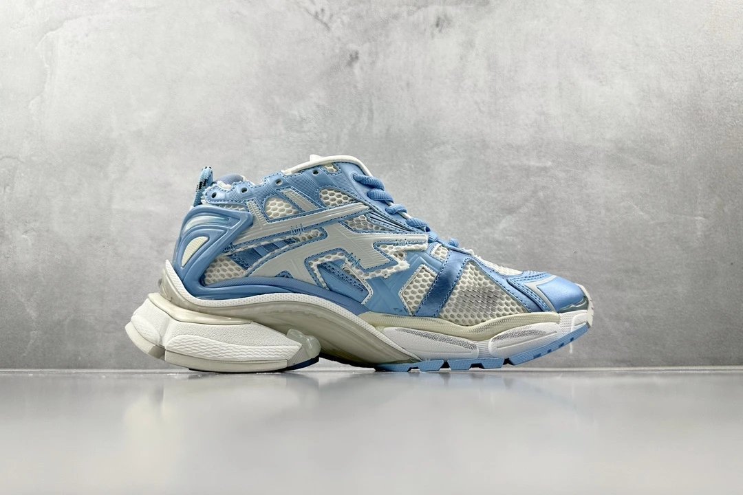 balenciaga runner light blue and white shoes