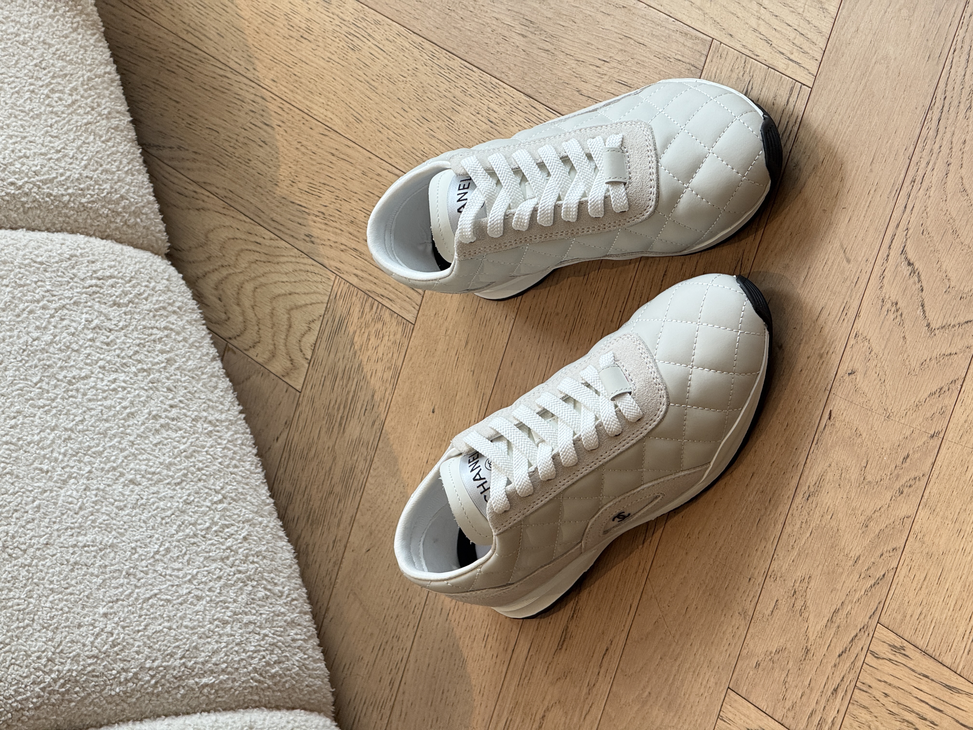 CHANEL Lambskin Quilted German Trainer Sneakers