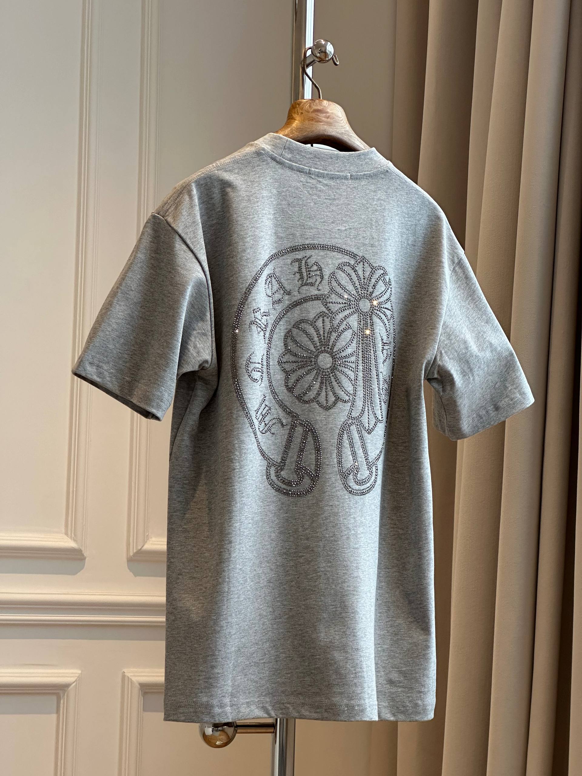 Chrome Hearts Rhinestone Crew Neck T-shirt (Heather Grey)